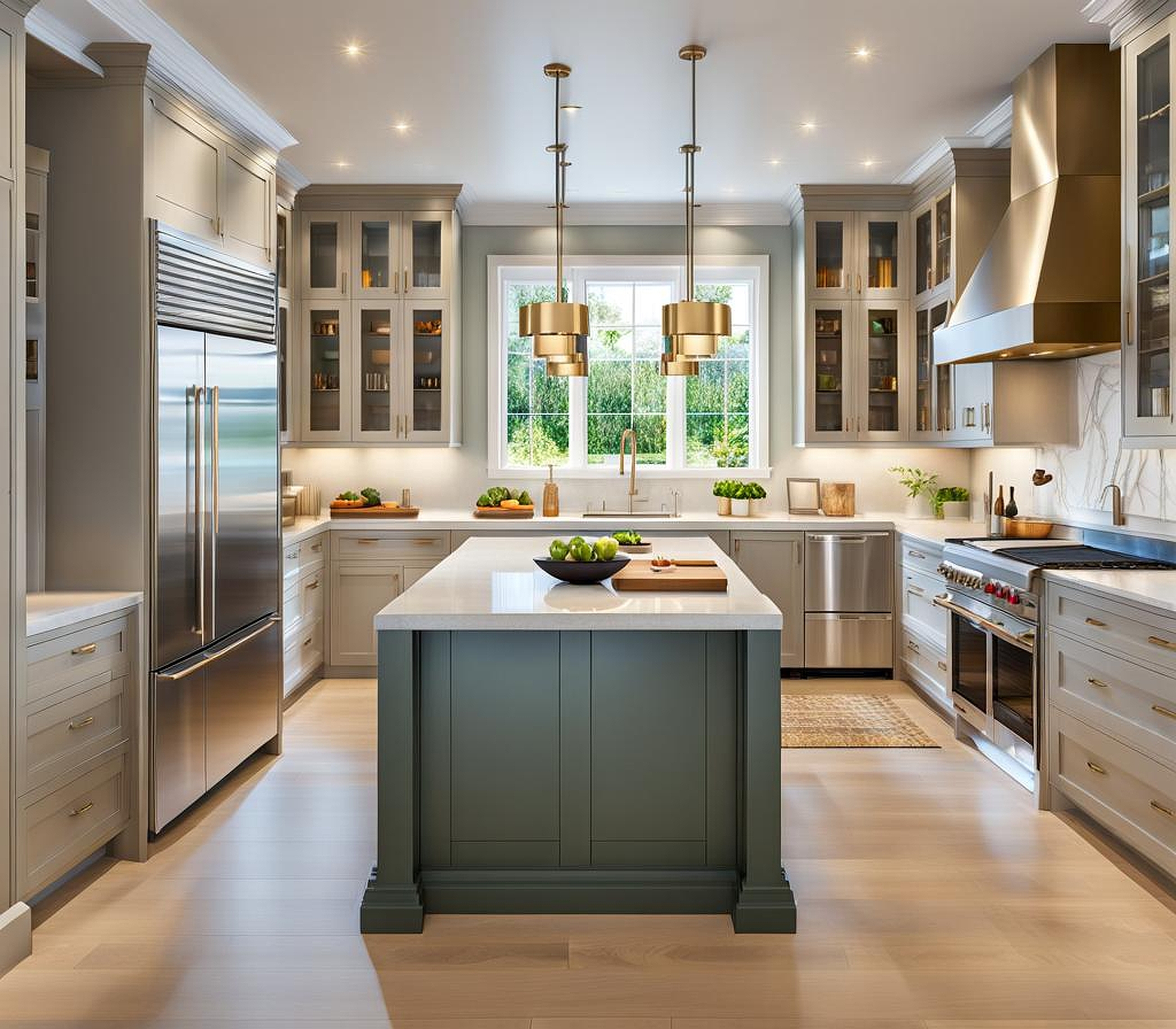 galley kitchen with island