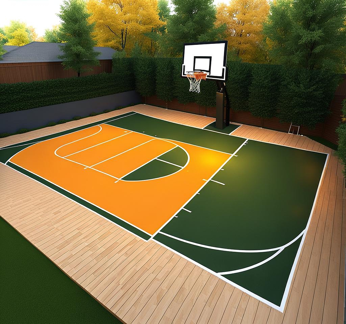 Ideas for a Backyard Basketball Court with a Focal Point for Spectators