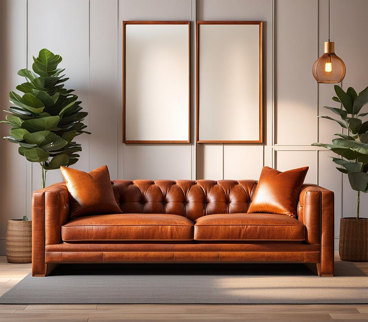 rust sofa living room