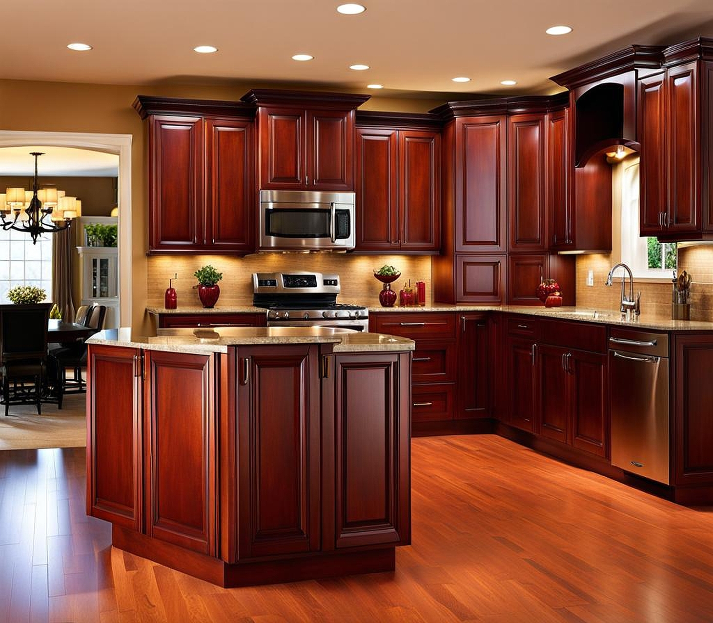 Elegant Cherry Kitchen Cabinets Ideas for Small Kitchens