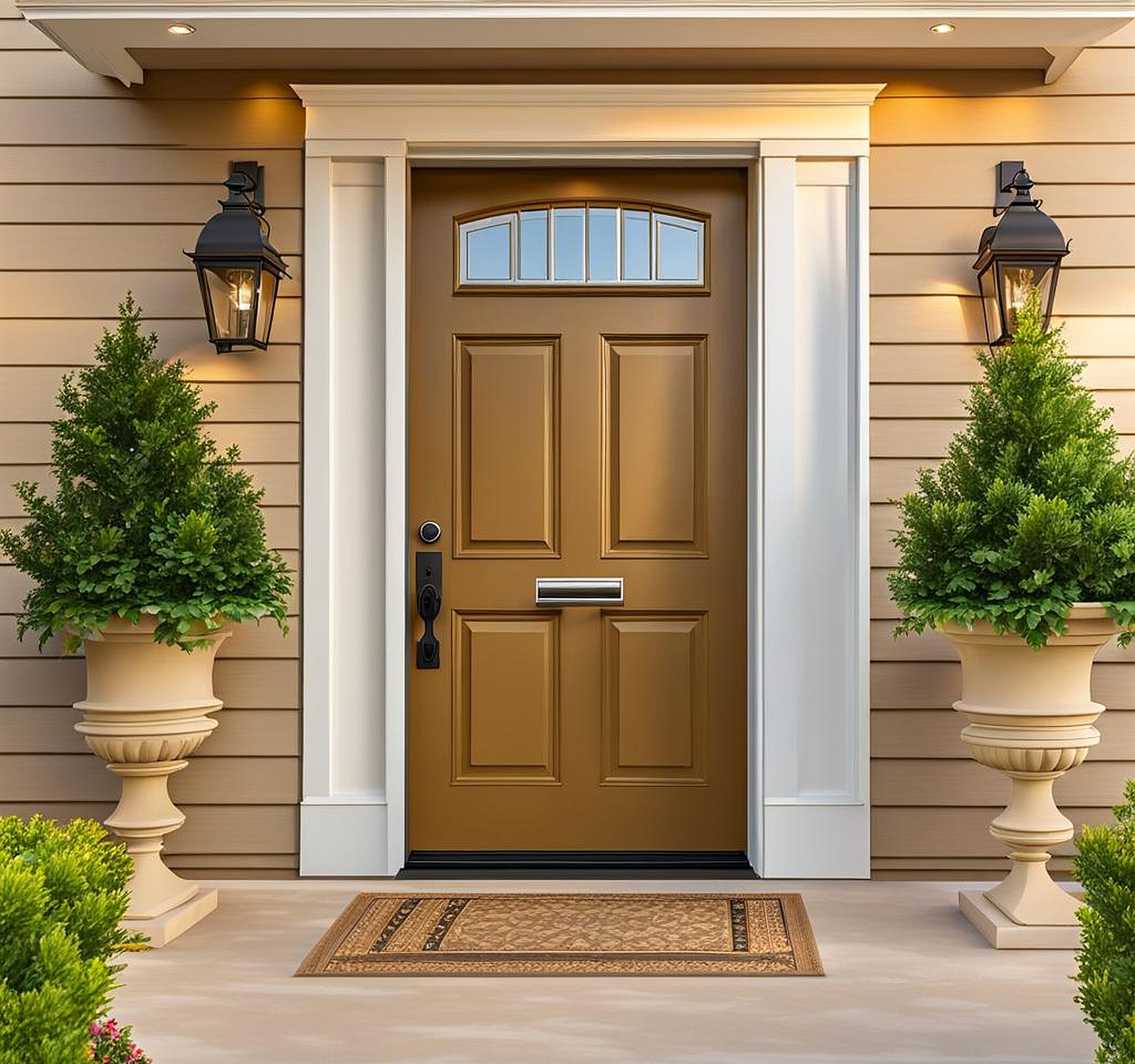 Beautiful Front Door Color Options for a Beige House with White Trim