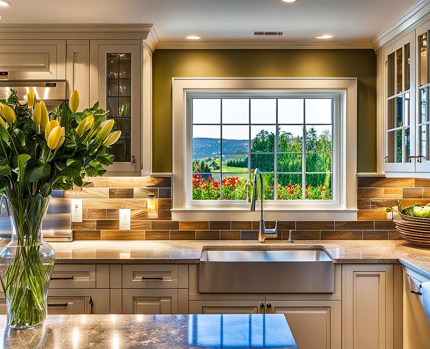 kitchen backsplash around windows