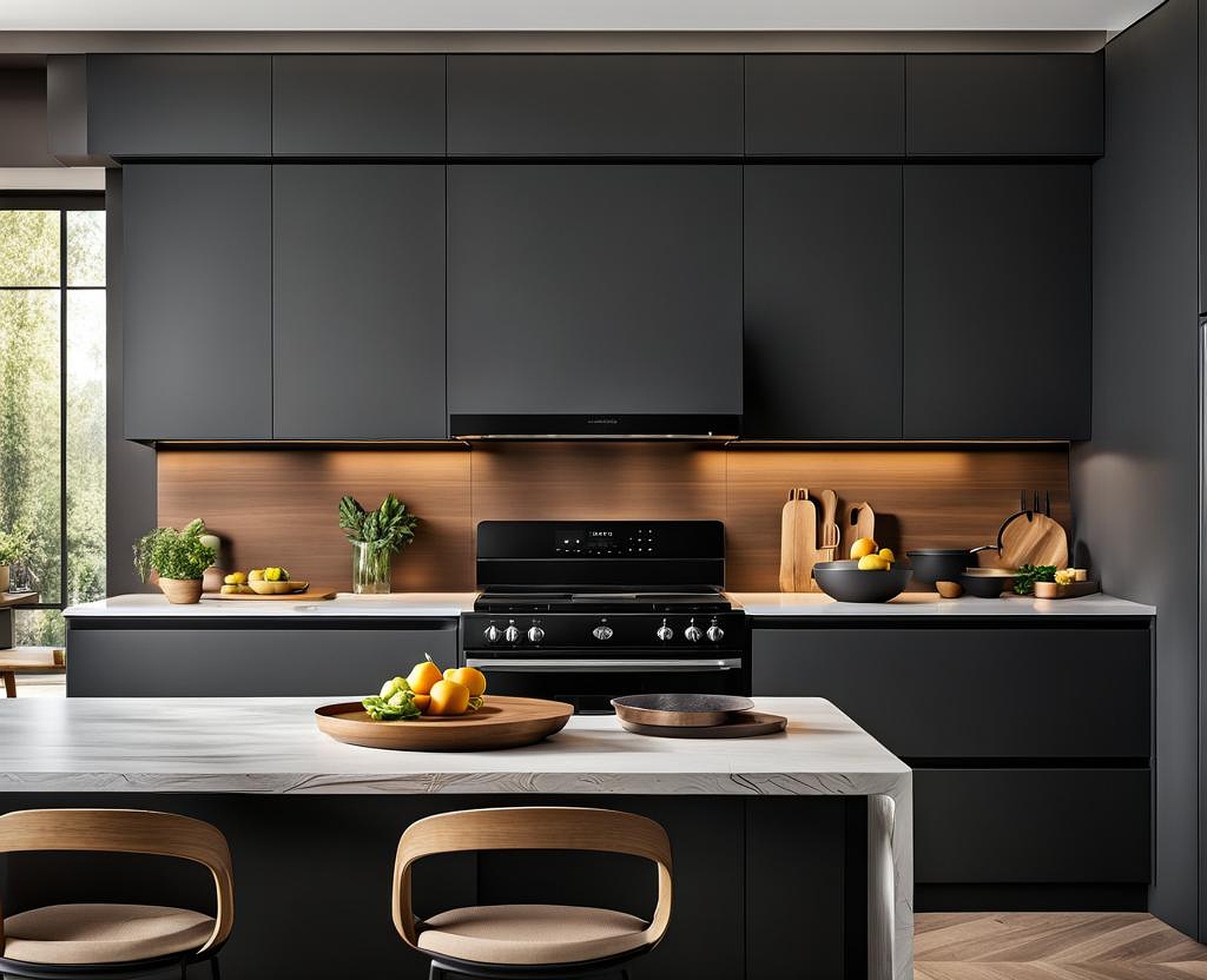 kitchen colors with black appliances