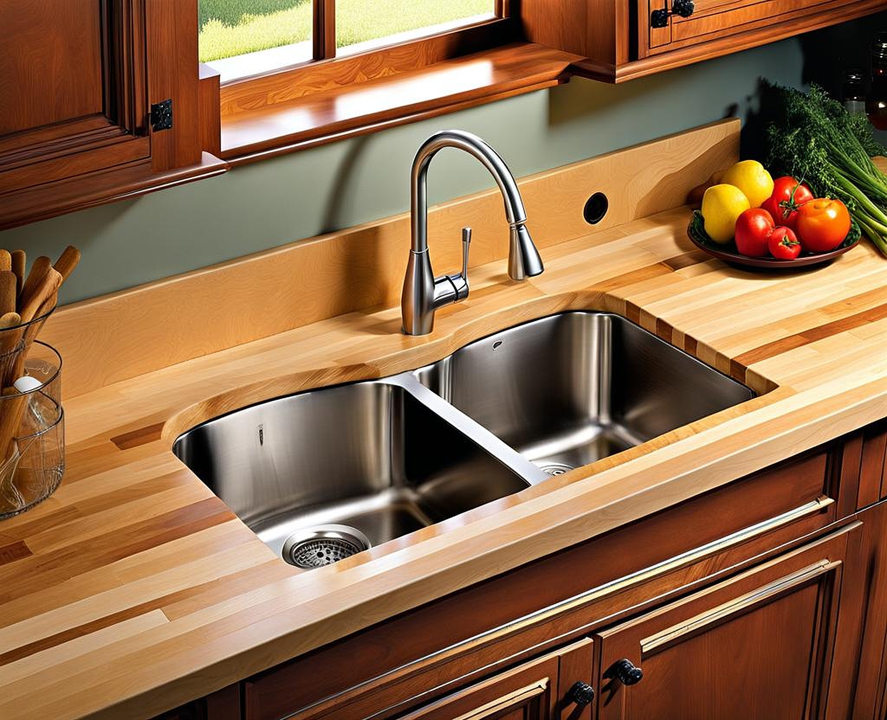 undermount sink on butcher block