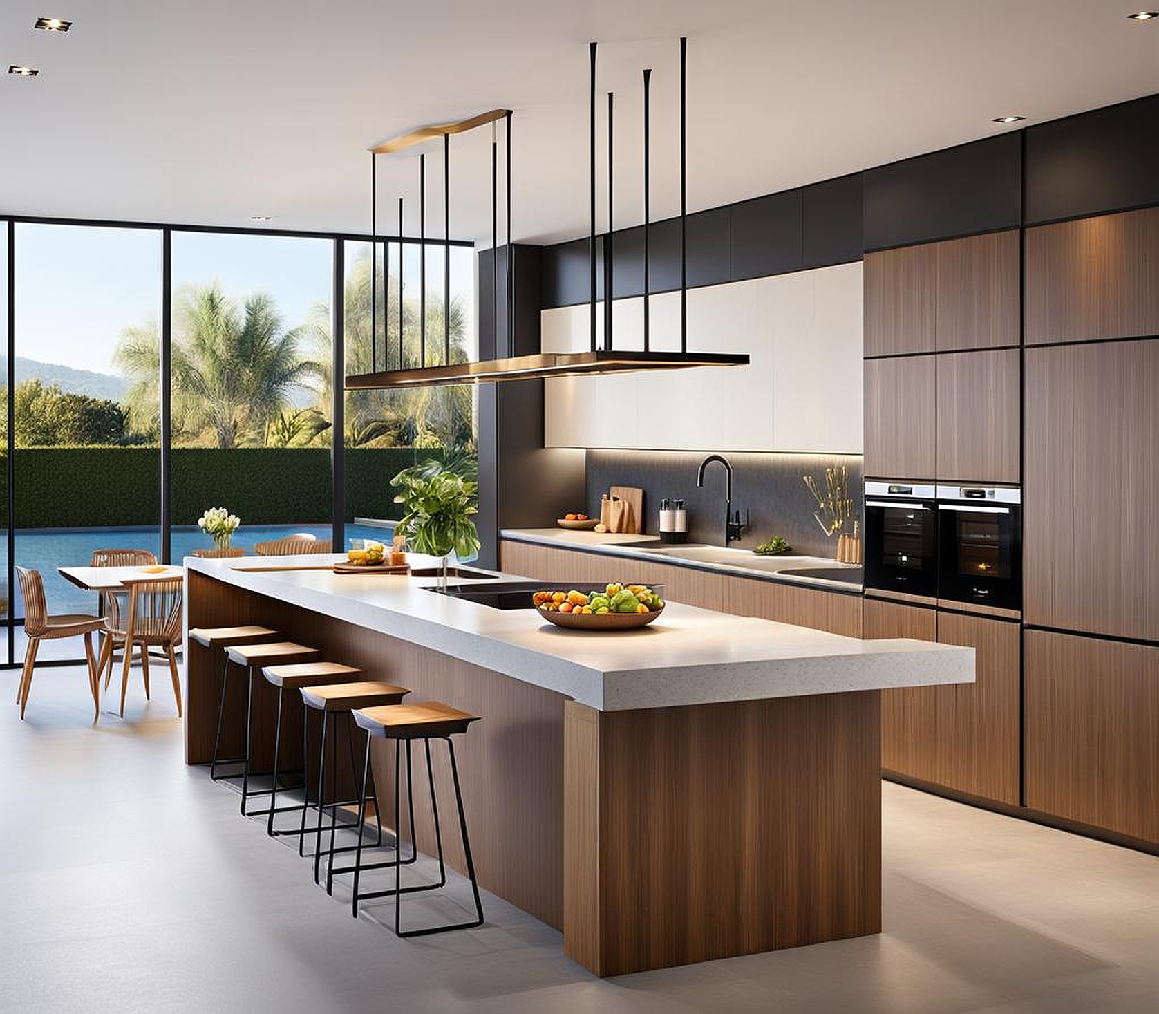 kitchen island with table attached