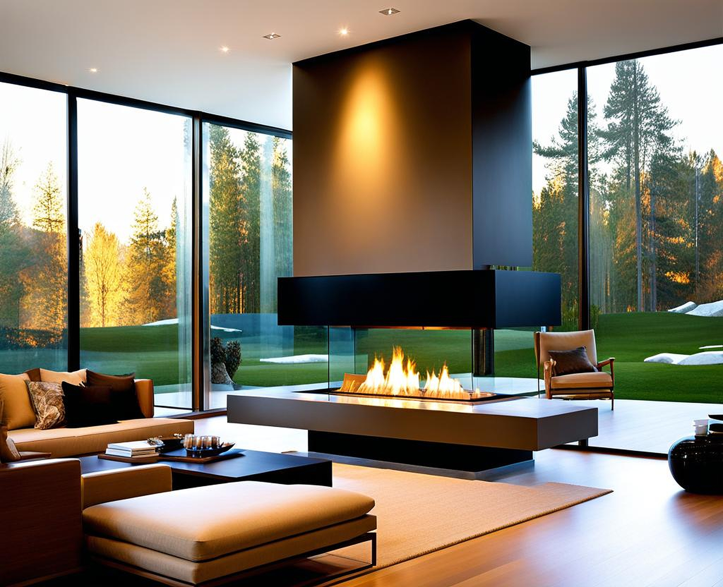 Modern Homes with See-Through Fireplaces Conserve Energy with Unique Design