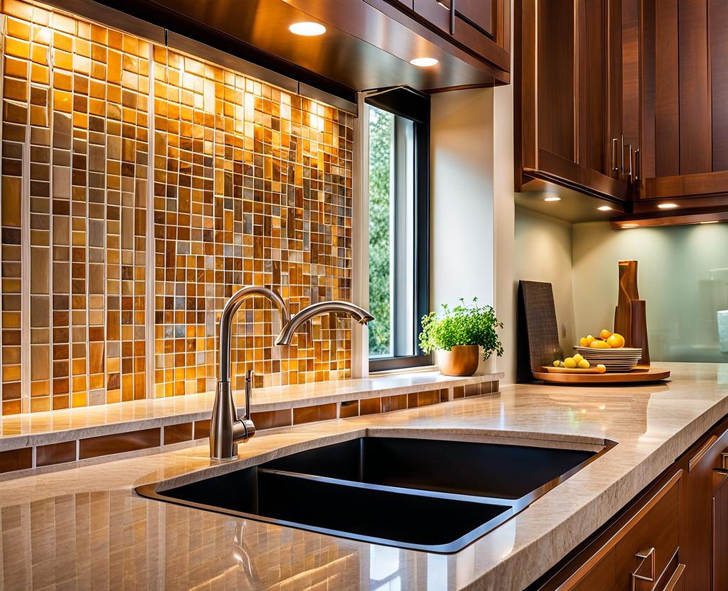 backsplash around window in kitchen