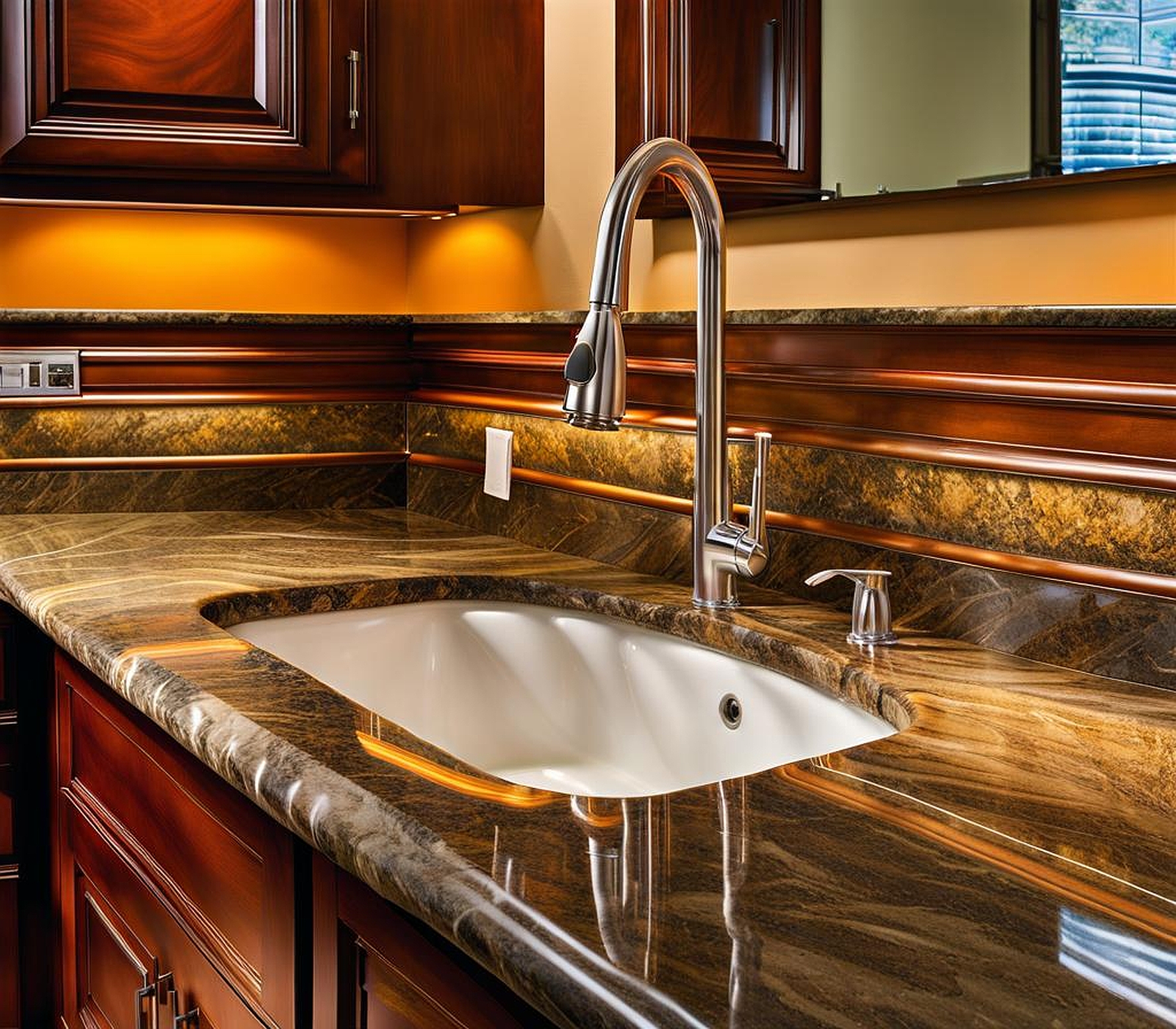 granite discoloration around sink