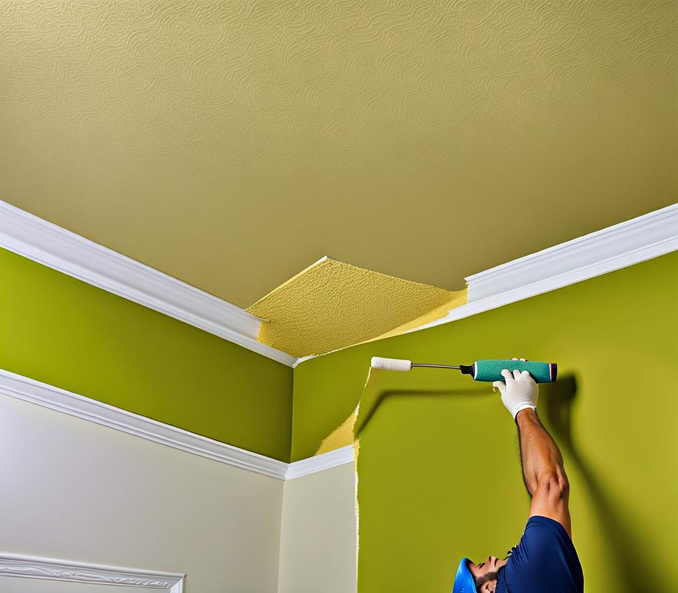 how to paint a textured ceiling with a roller