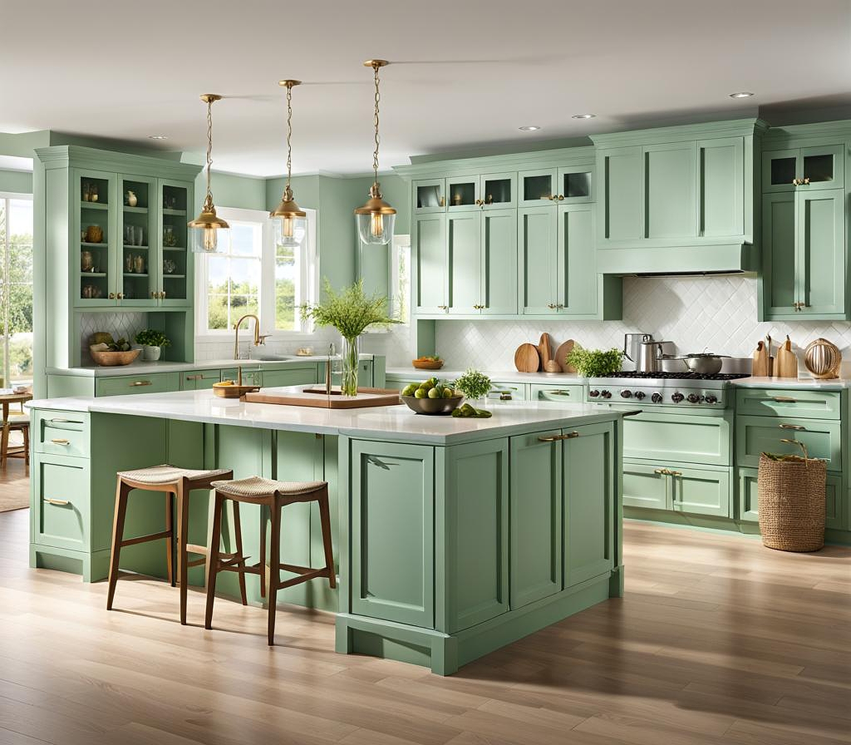 Seafoam Green Kitchen Cabinets as the Focal Point of Your Kitchen