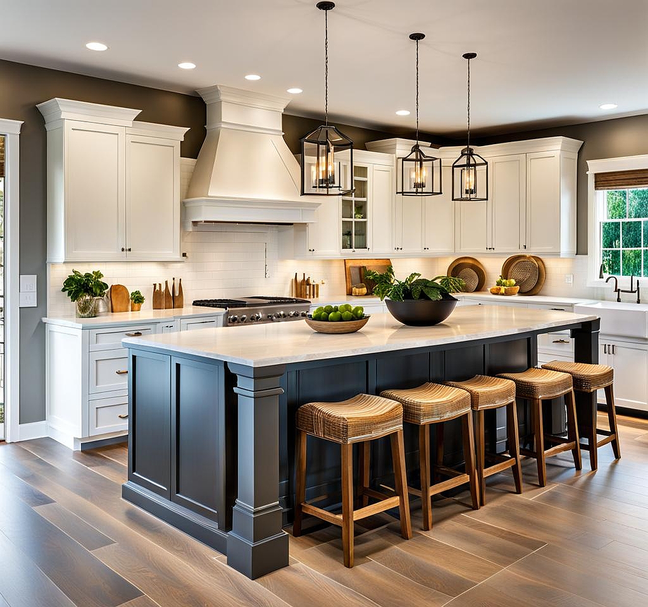 how to decorate a large kitchen island