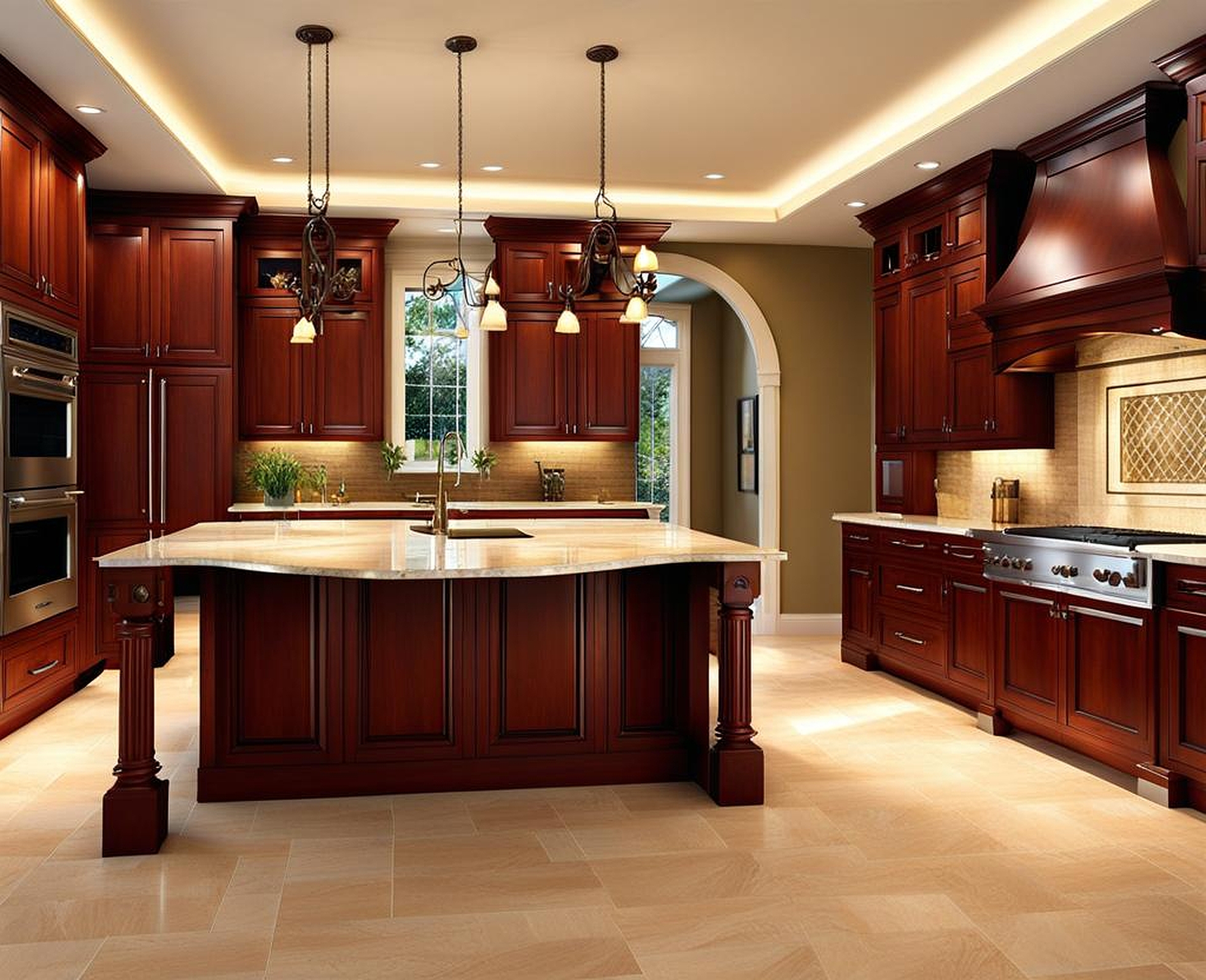 Stunning Countertops with Cherry Cabinets for a Luxurious Kitchen Look