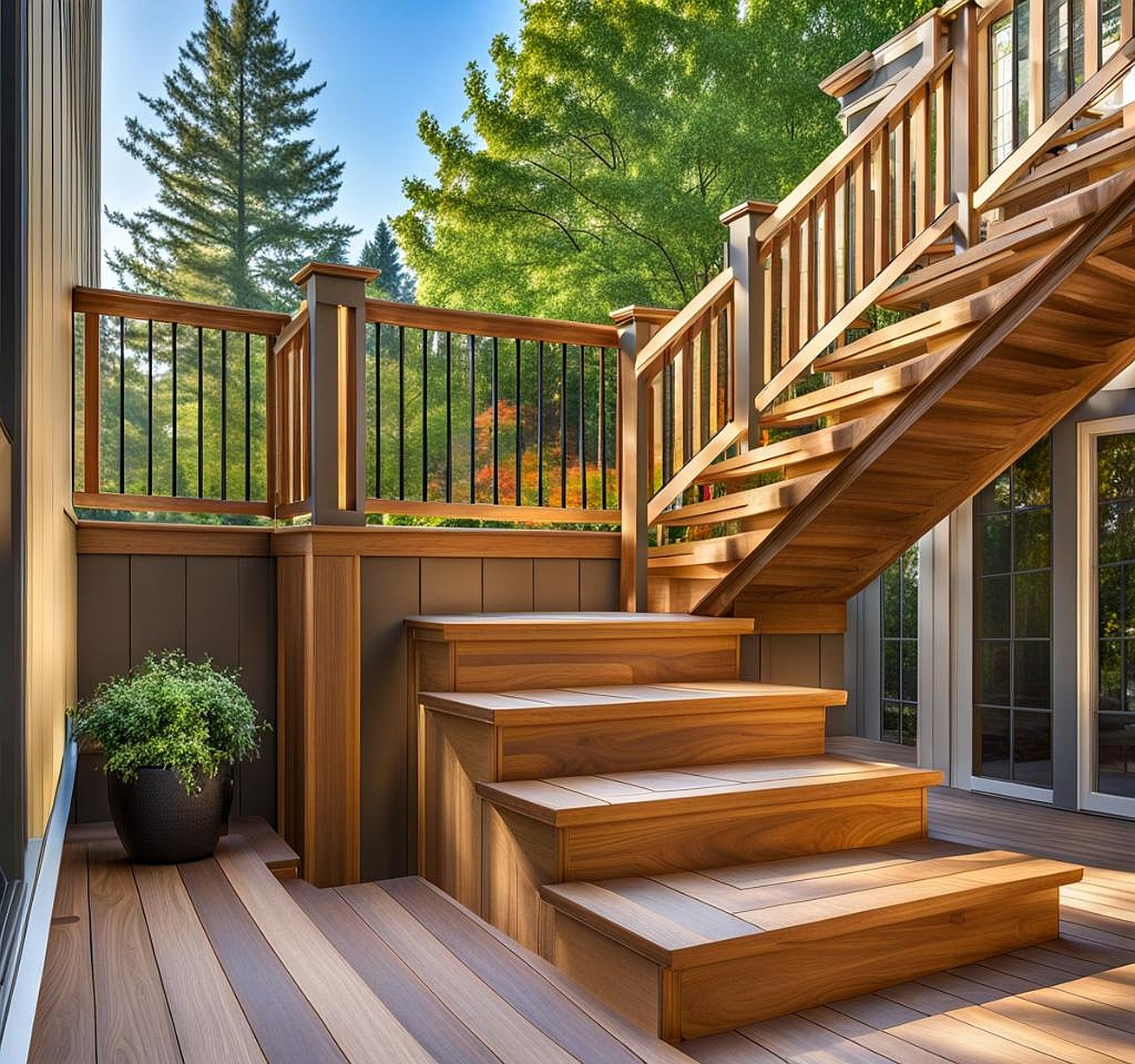 Stair Ideas for Decks with Vertical and Horizontal Elements