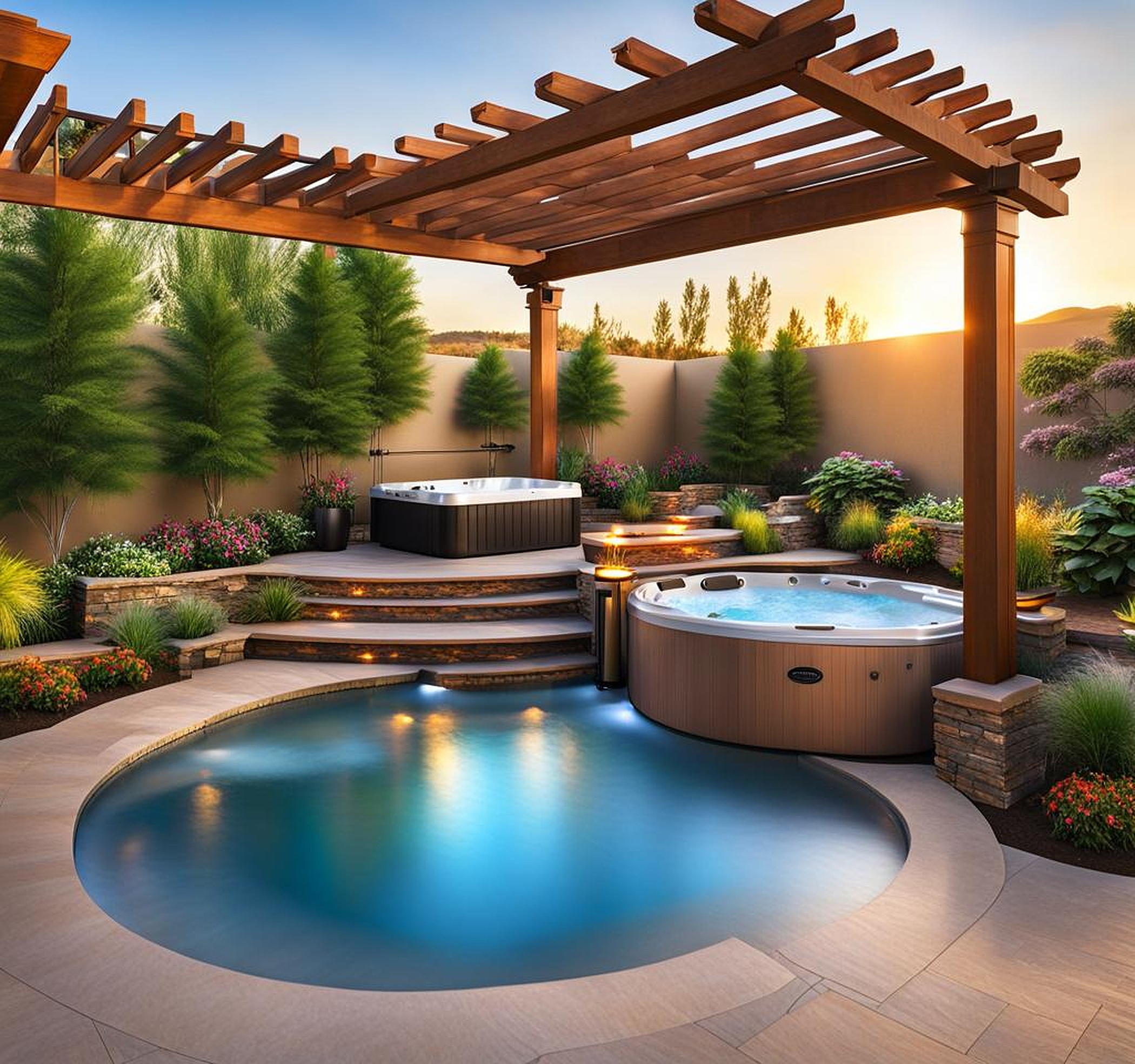 landscaping around a hot tub