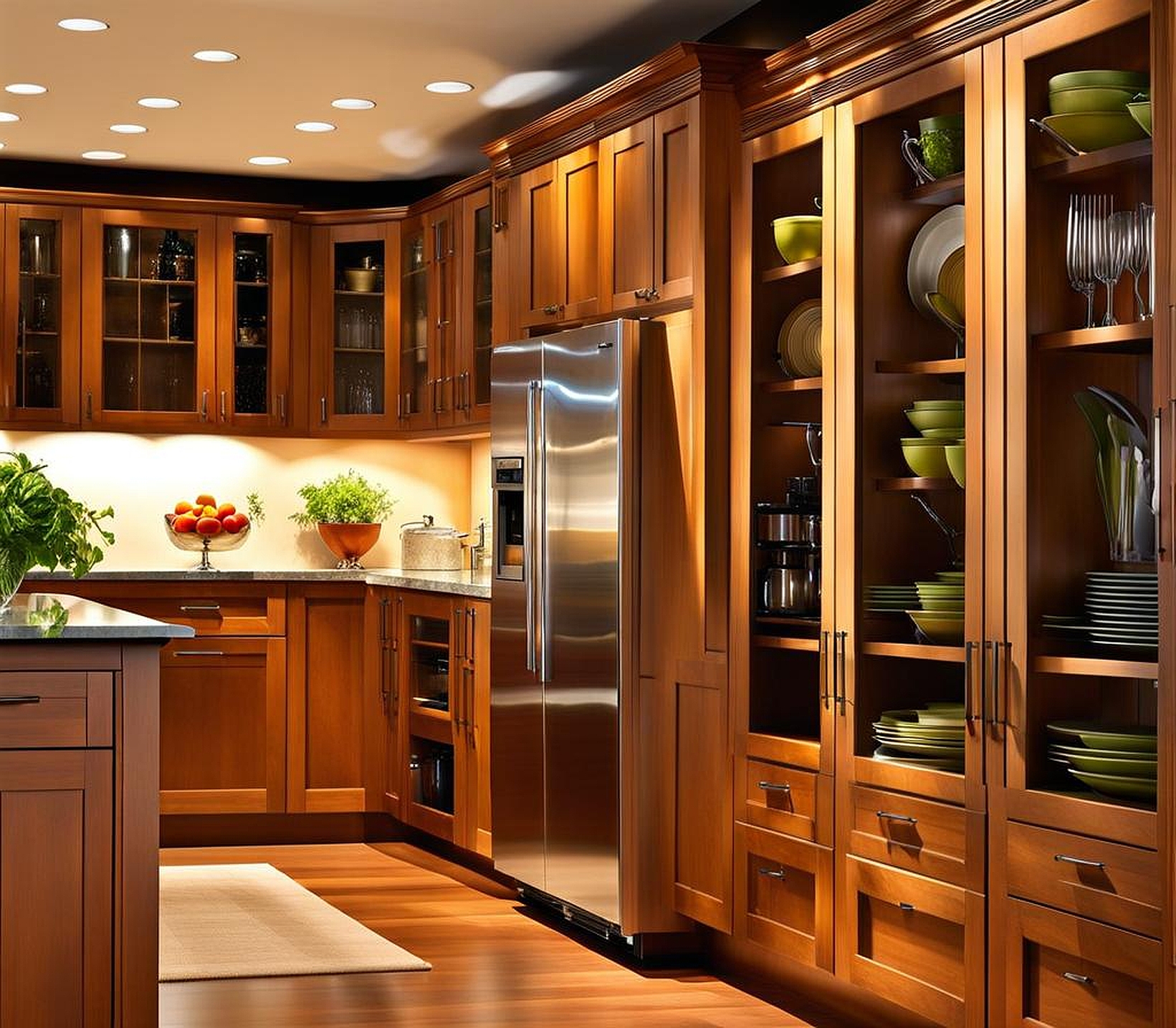 how to organize kitchen cabinets with glass doors