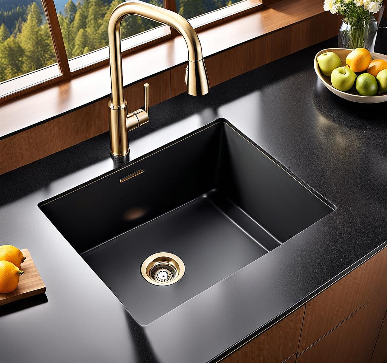 black granite composite sink