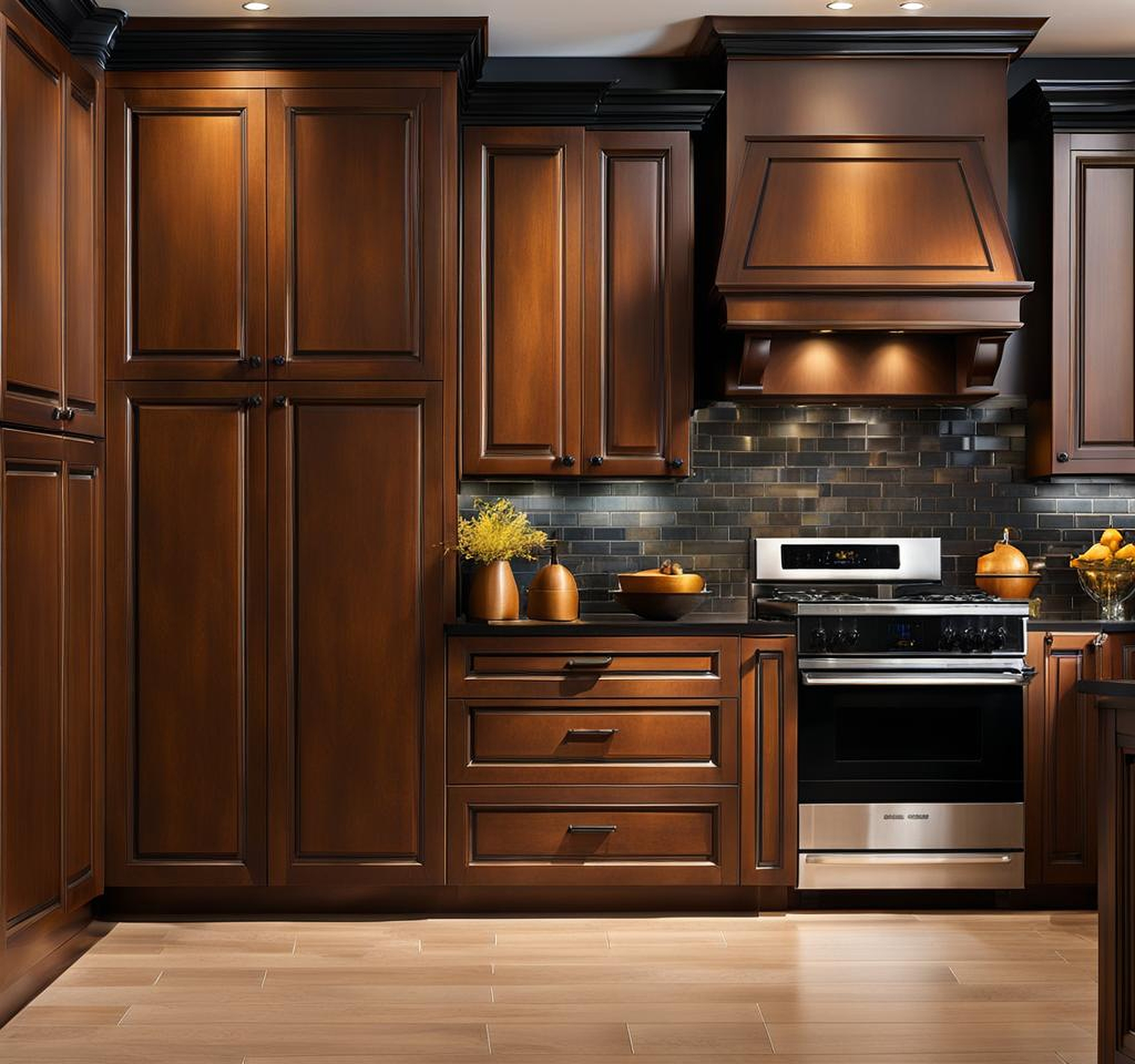 brown kitchen cabinets black knobs