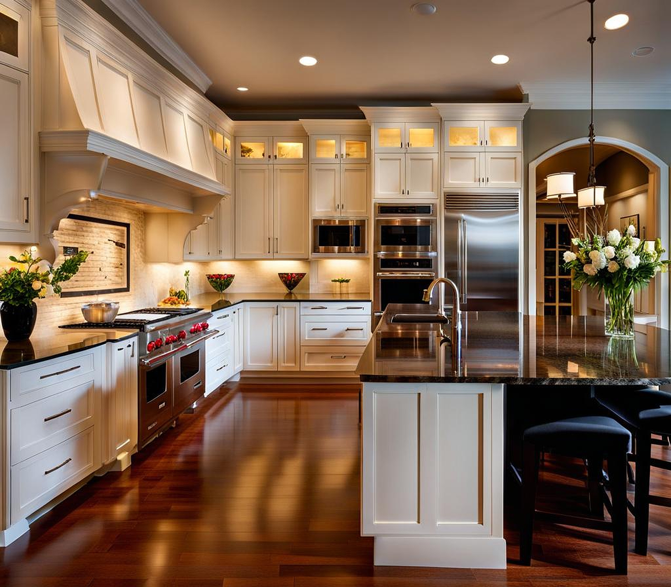 Opting for Dark Countertops with White Cabinets for a Dramatic Look