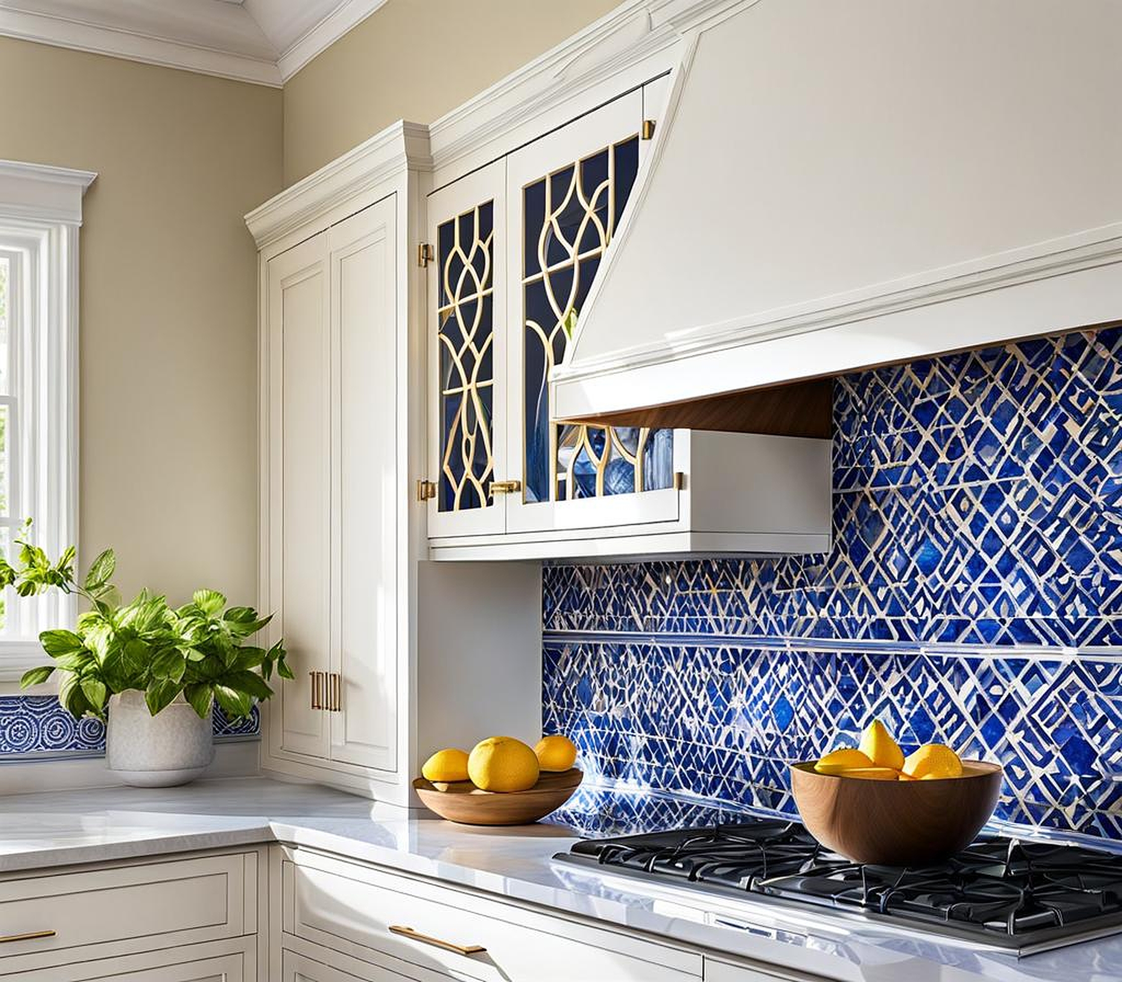 Exquisite Backsplash Pairings for Blue and White Kitchen Cabinets