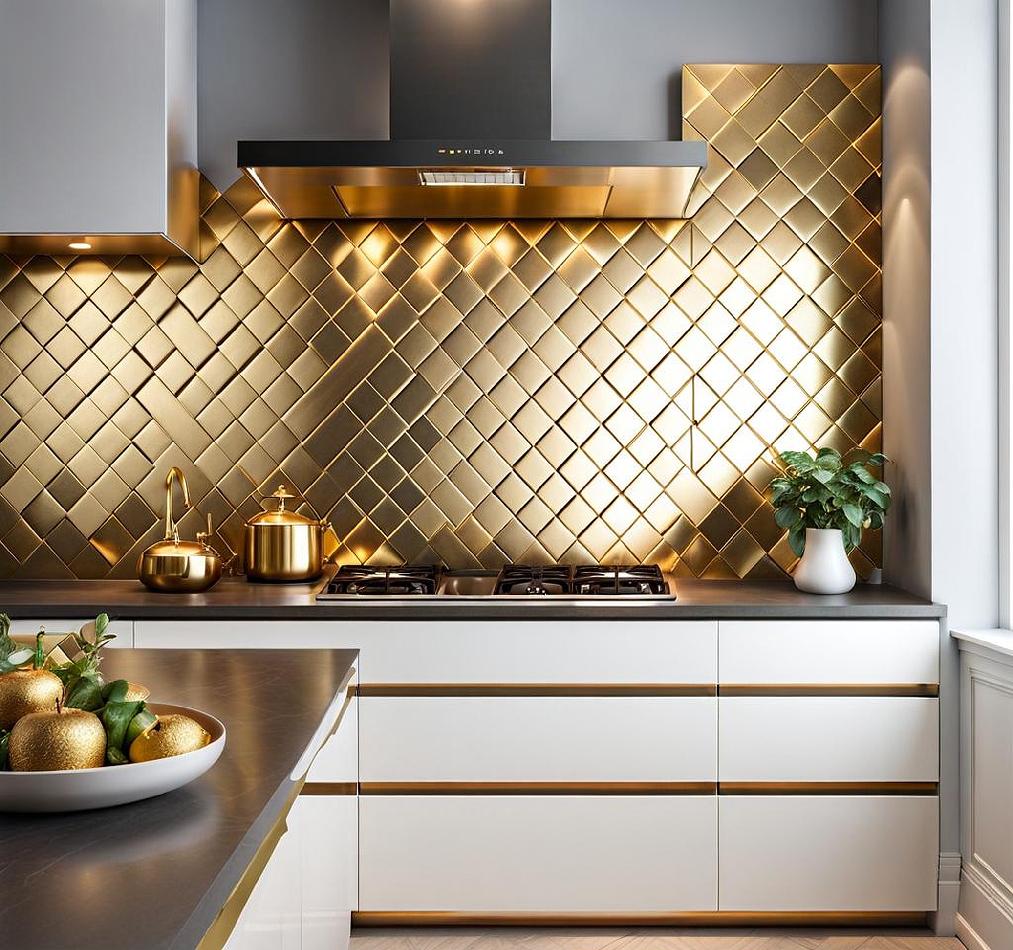 backsplash with gold accents