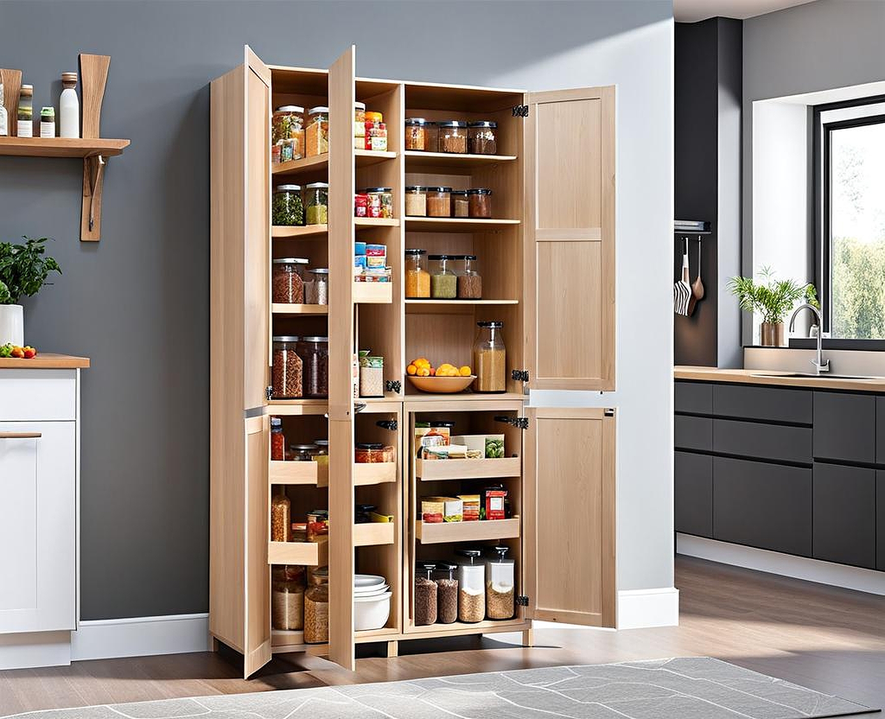 basicwise kitchen pantry storage cabinet with doors and shelves