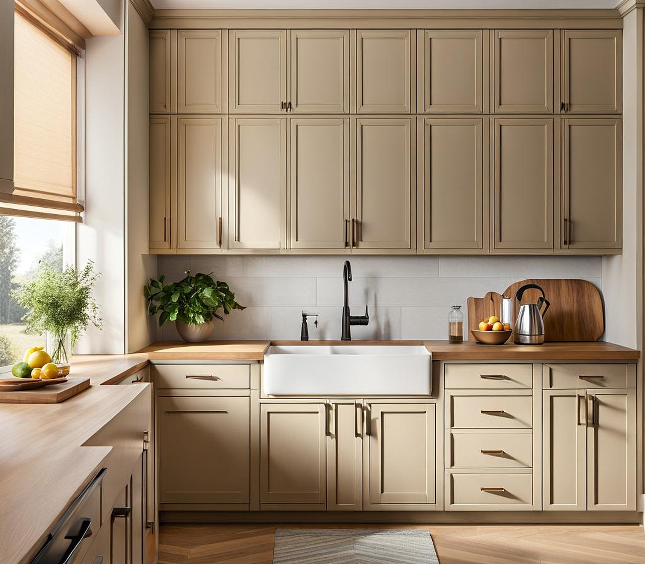 Cultivating Cozy Vibes with Beige Painted Kitchen Cabinets