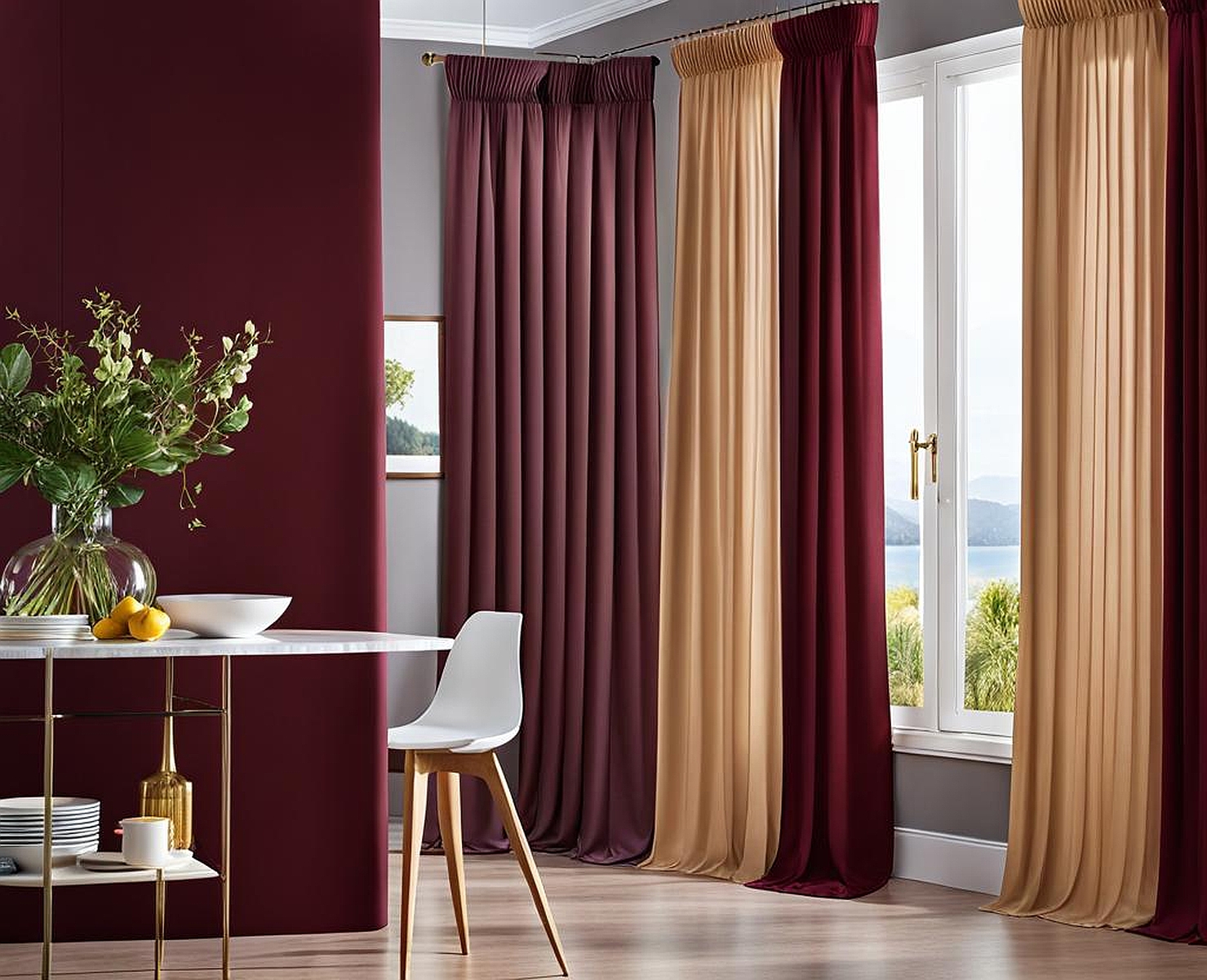 Exquisite Curtain Colors to Amplify Kitchen Sophistication