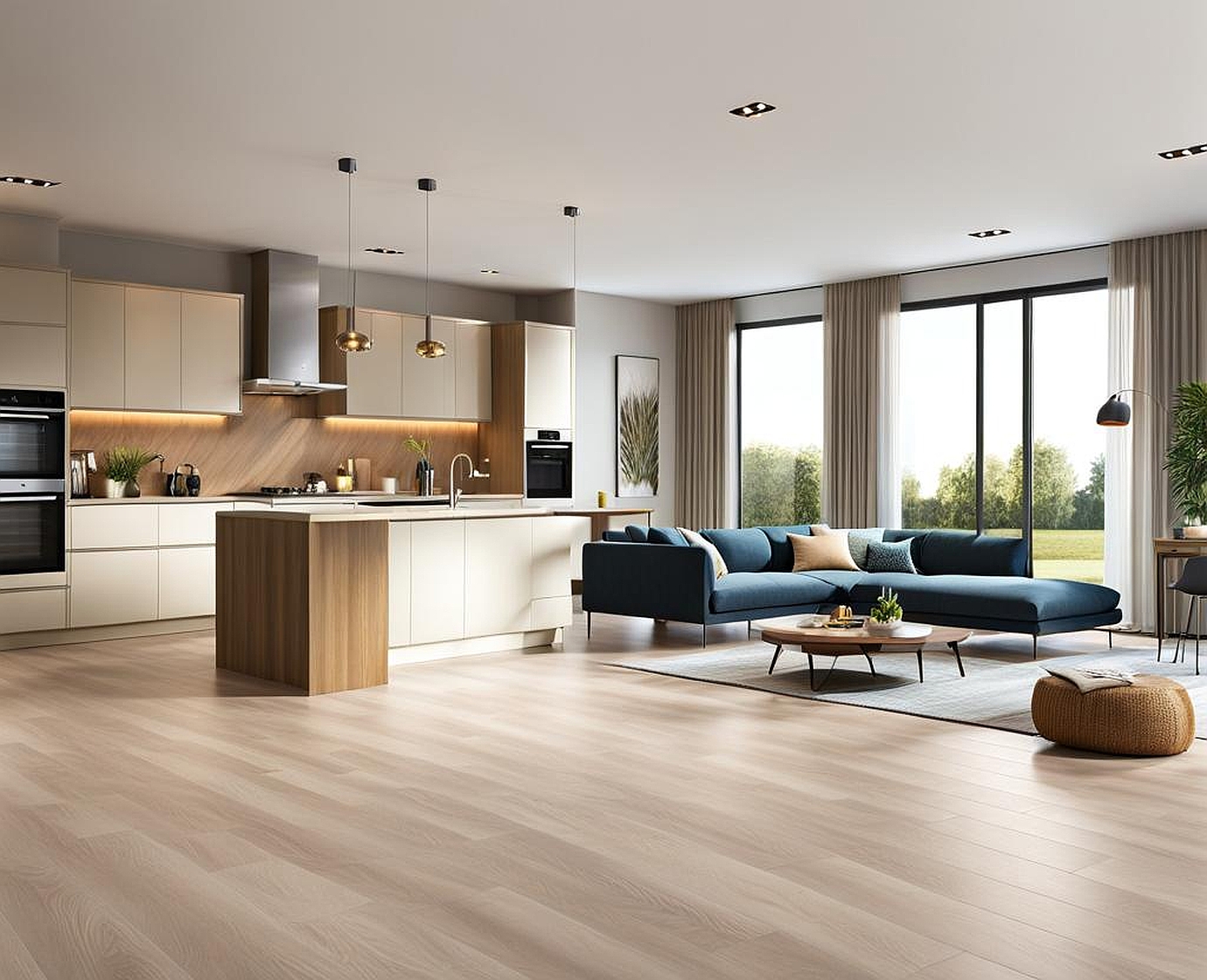 best flooring for open concept kitchen and living room