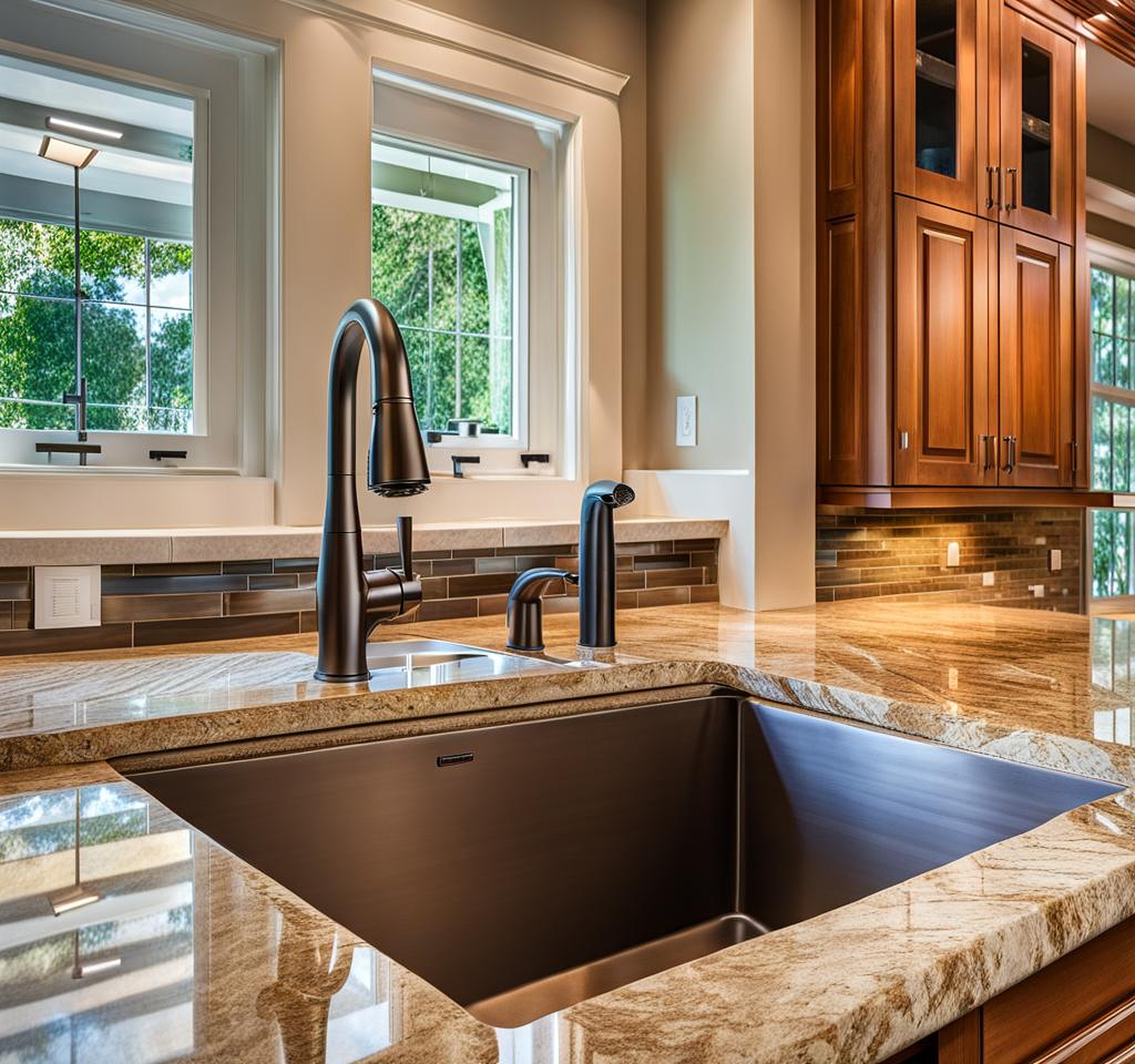 Curated Sinks Amplifying Granite Countertop Elegance