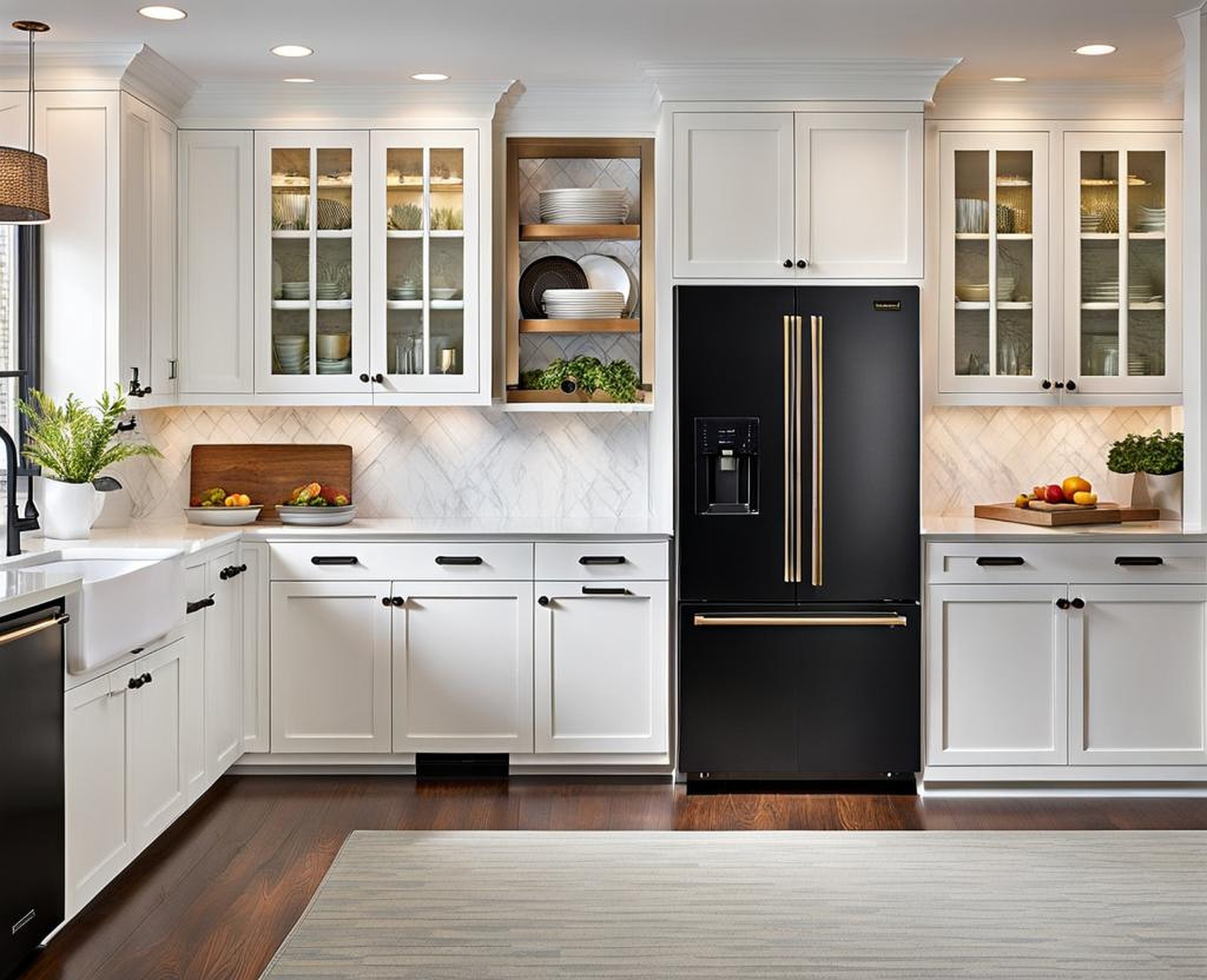 black cabinet pulls on white cabinets