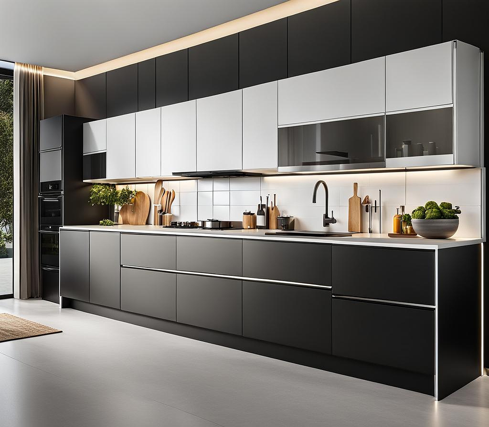 black n white kitchen cabinet