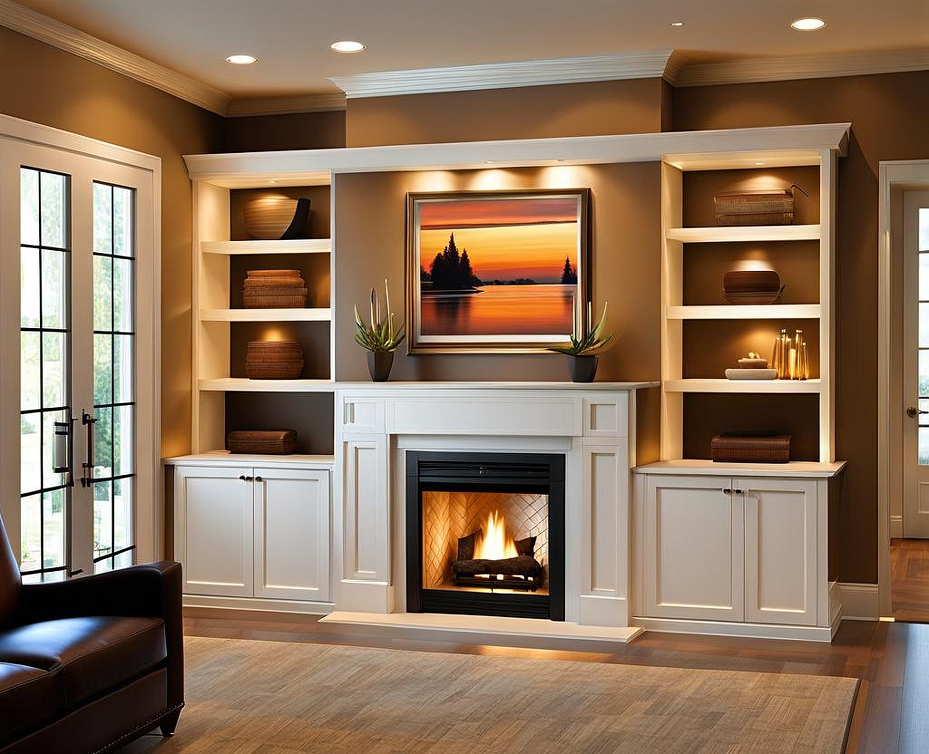 Incorporating Built-in Cabinets Around Fireplace for Cozy Elegance