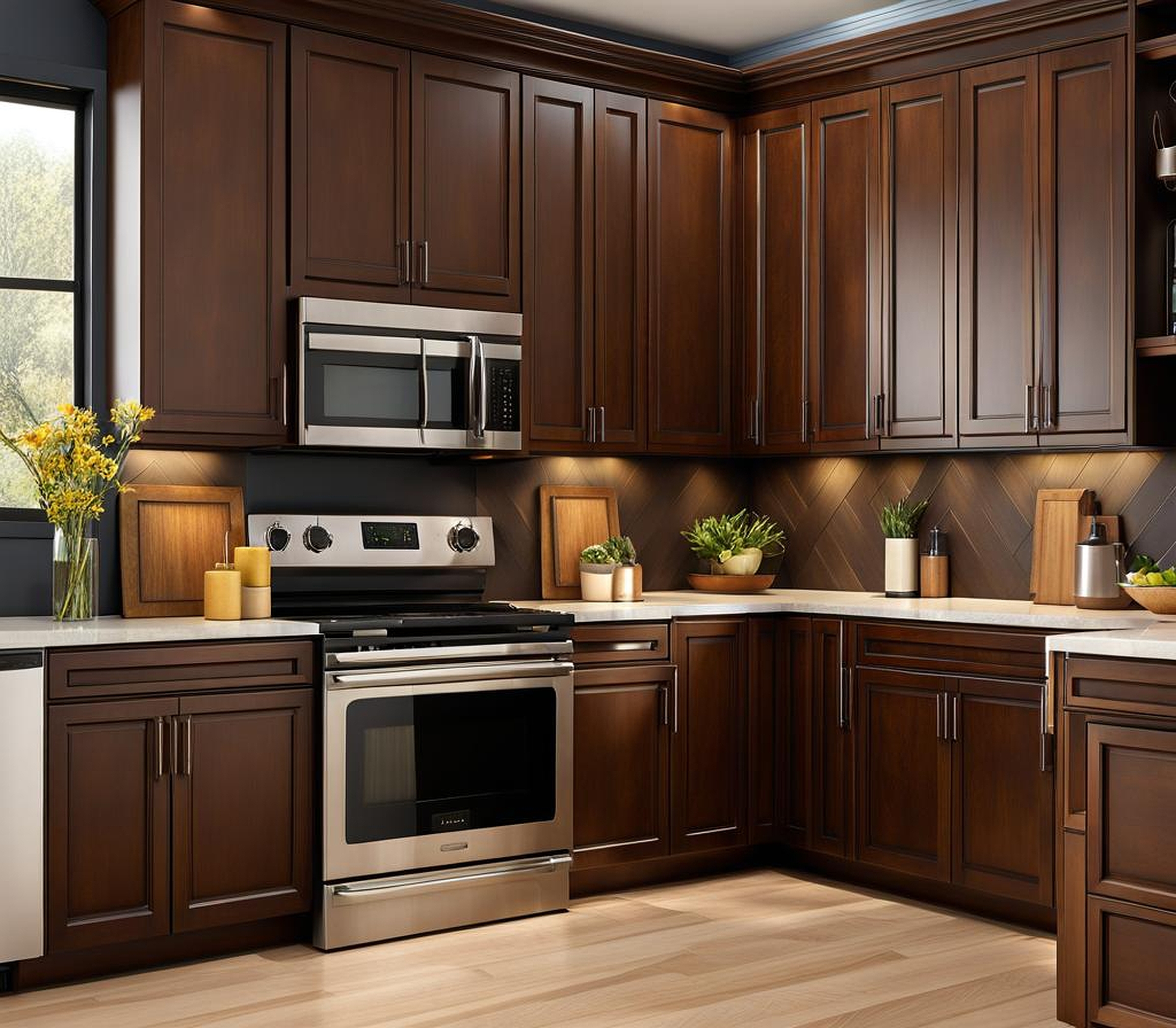 char brown kitchen cabinets