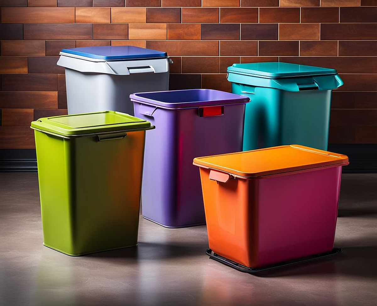 colorful kitchen trash cans