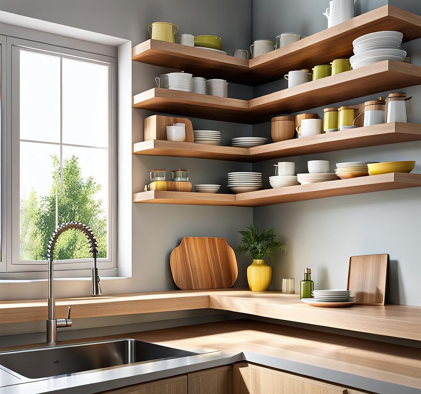 Modern Corner Shelves Redefine Your Kitchen Counter