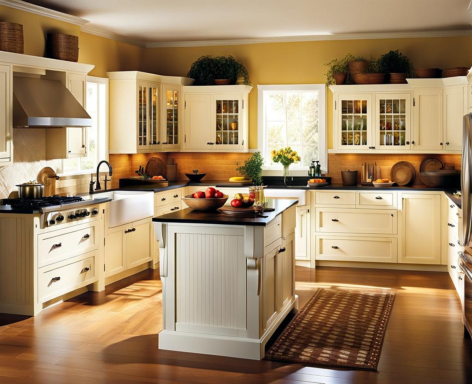 cottage kitchens with white cabinets