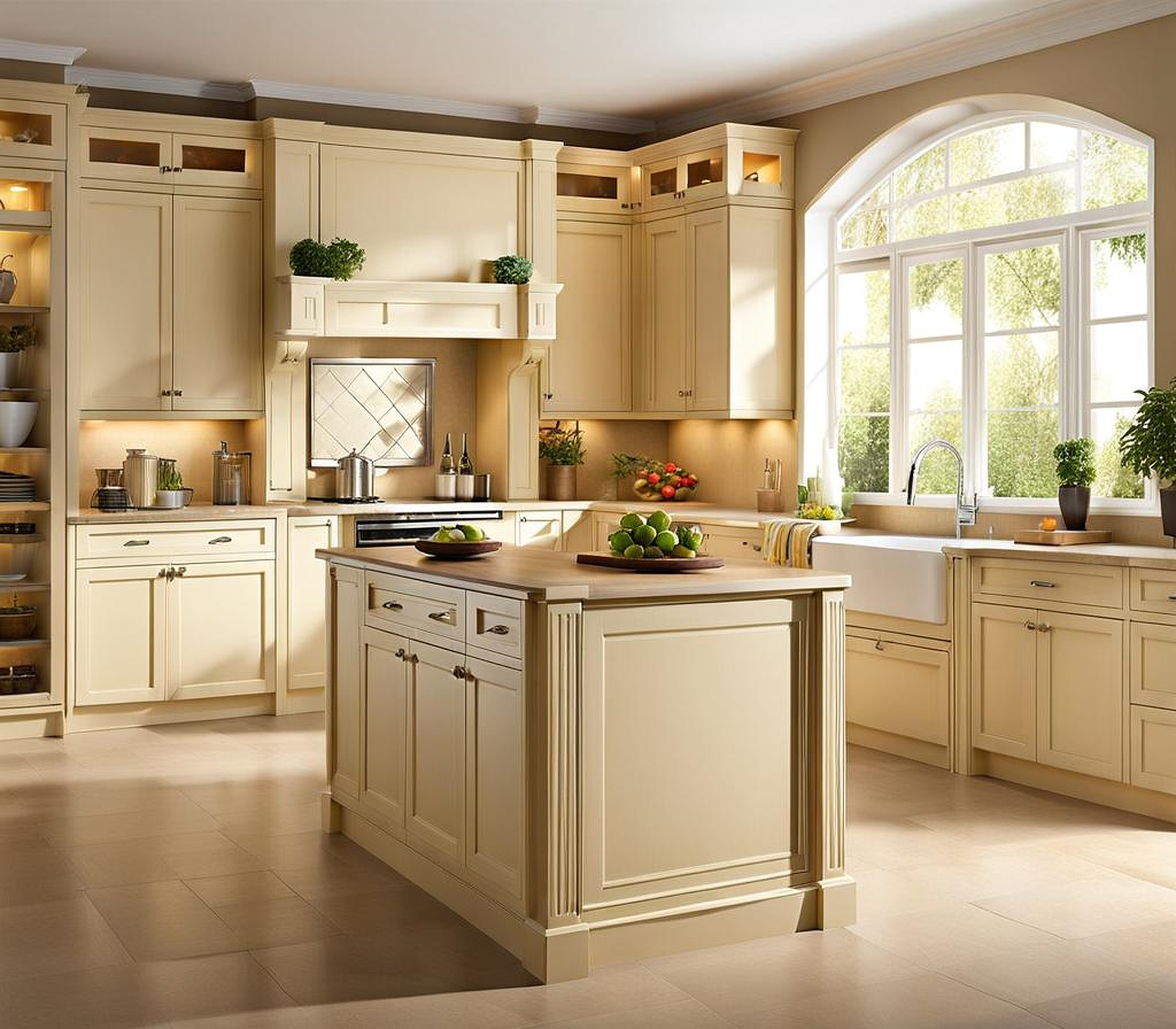 cream beige kitchen cabinets