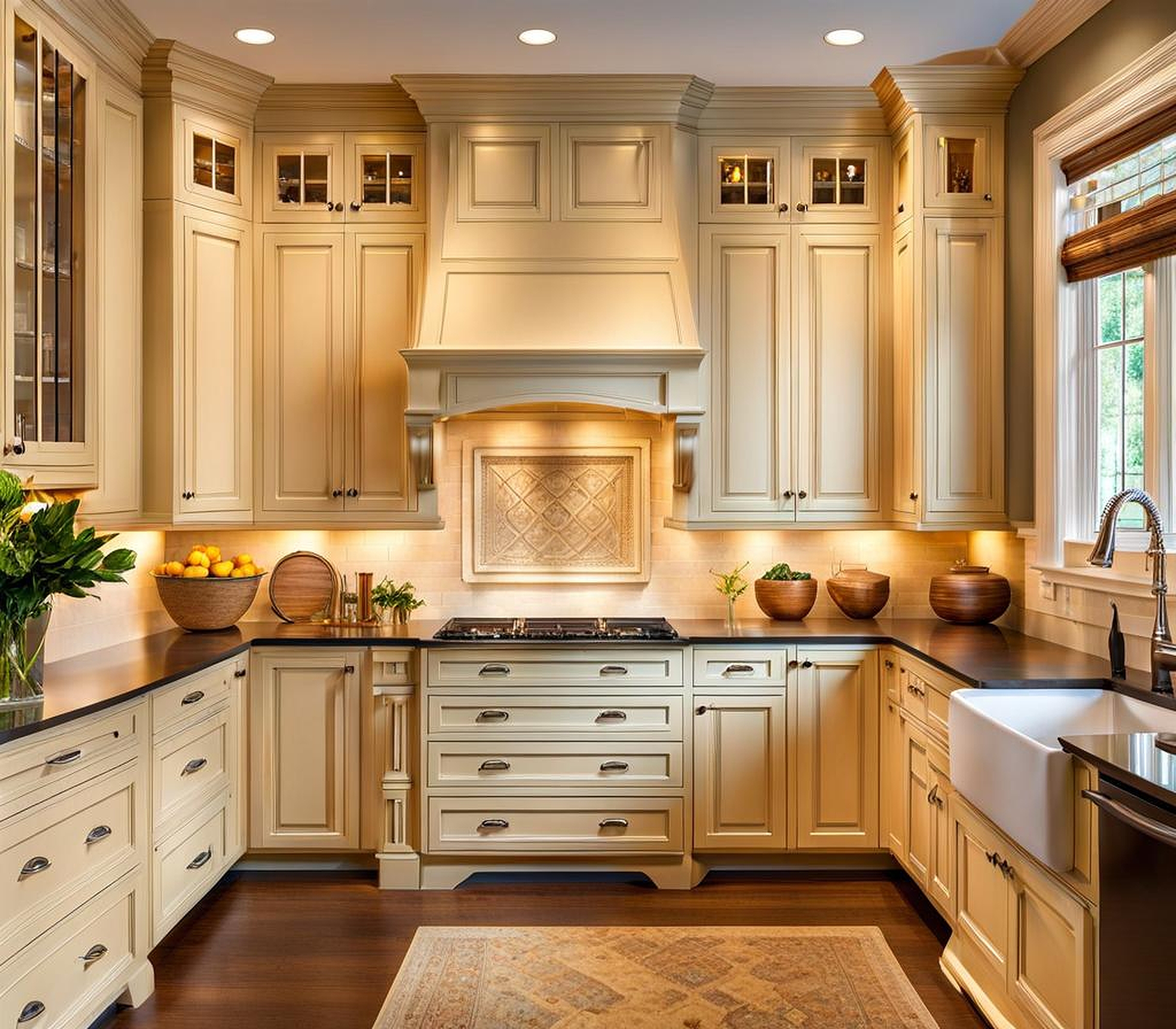 cream colored cabinets in kitchen