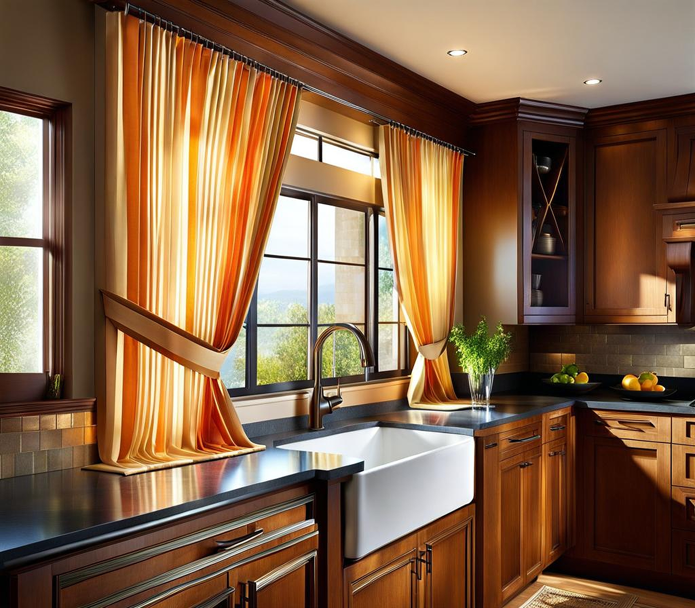 Stylish Curtains for Kitchen Window Over Sink