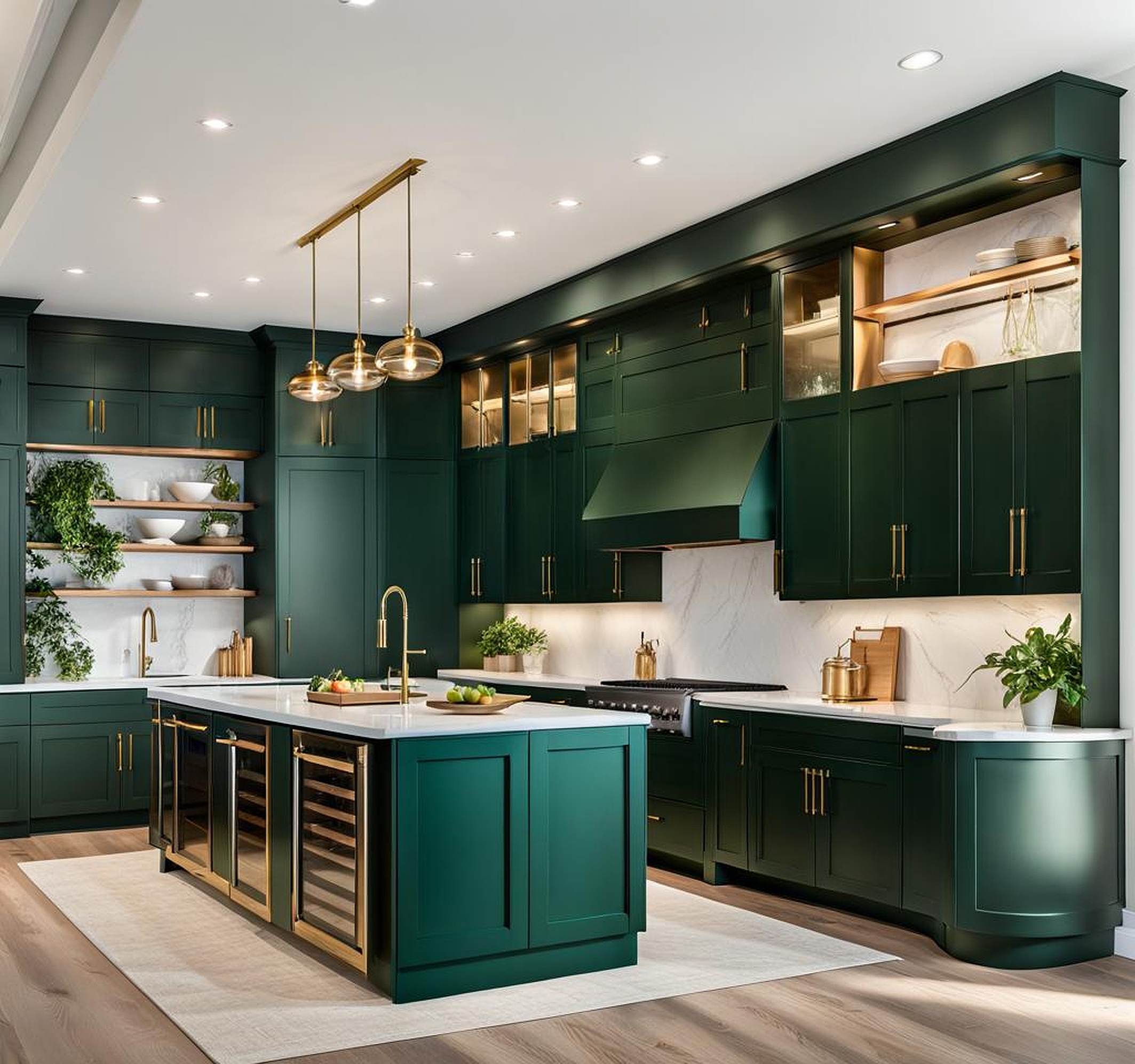 Infusing Dark Green Accent Cabinets into Your Kitchen Makeover