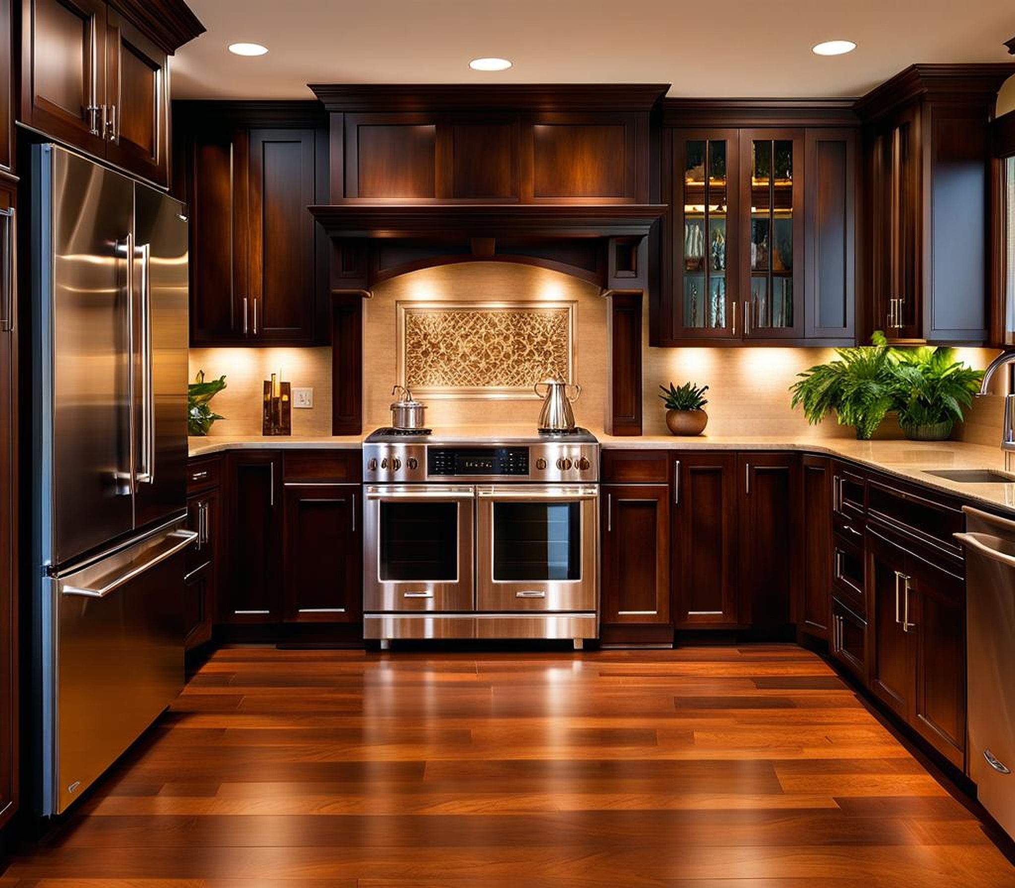 dark stained maple cabinets