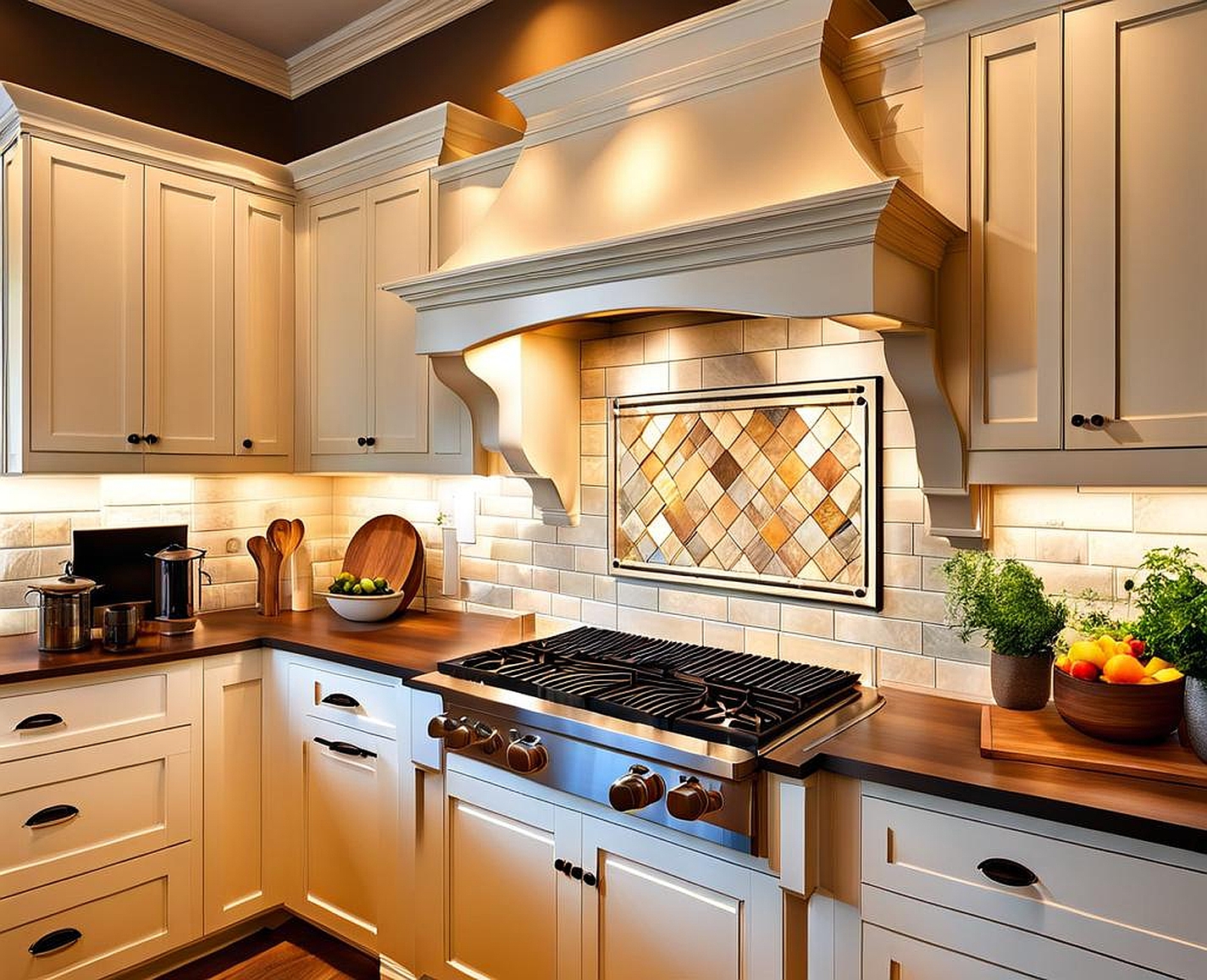 farmhouse kitchen backsplash with white cabinets