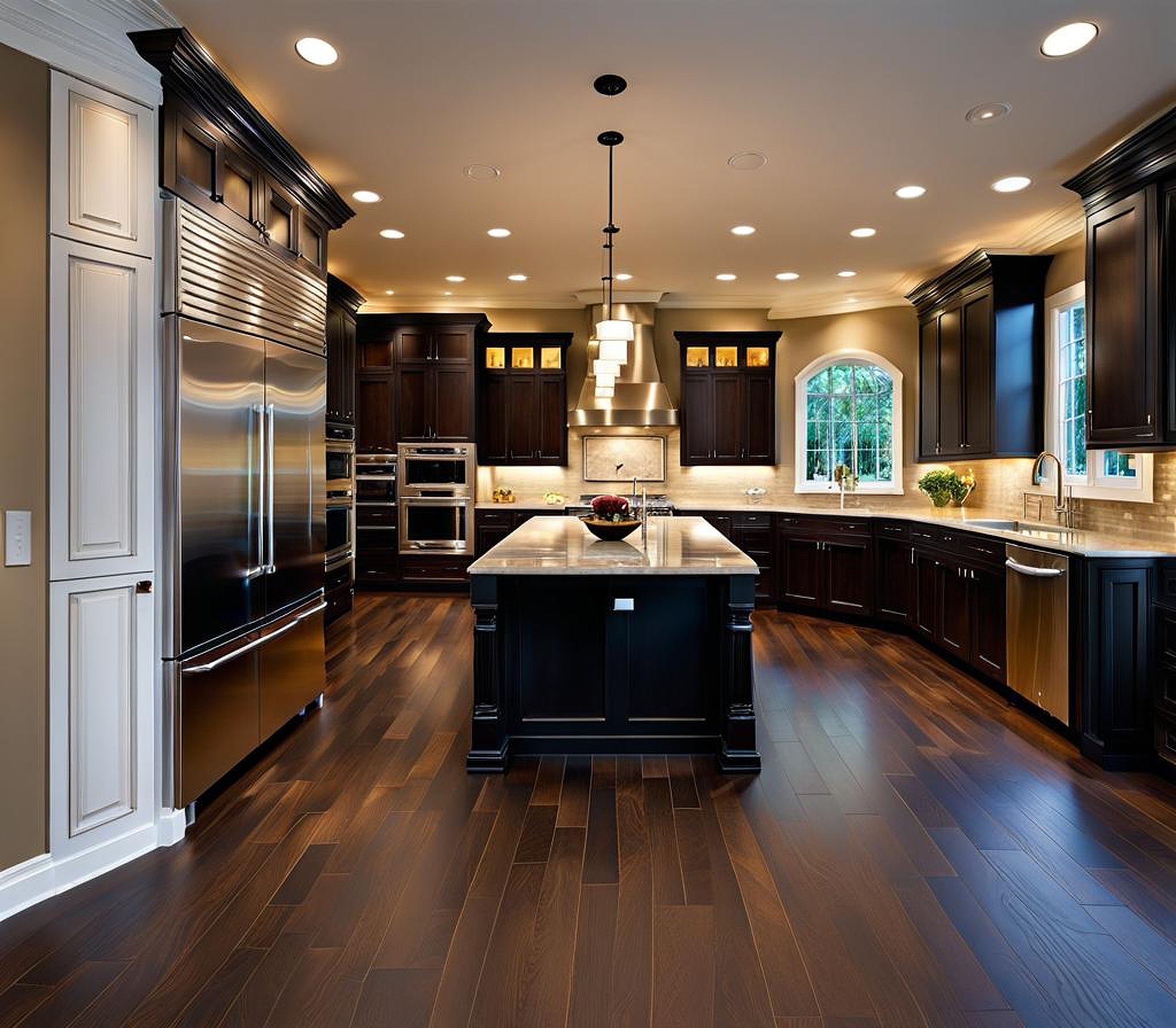 Stylish Flooring Options Kitchen Dark Cabinetry