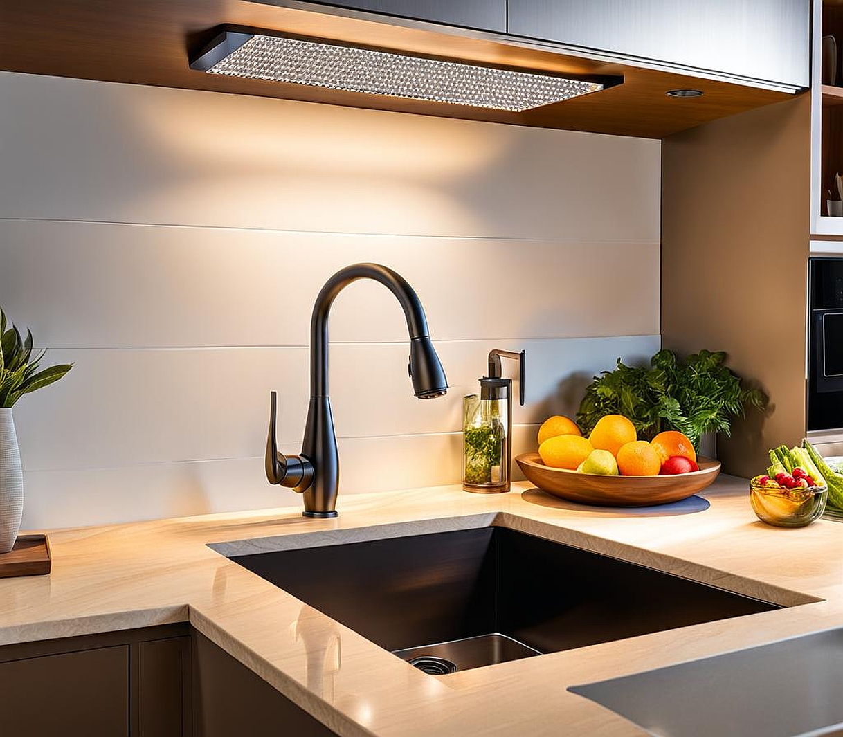 Radiant Kitchen Sink Lighting with Flush Mount Fixtures