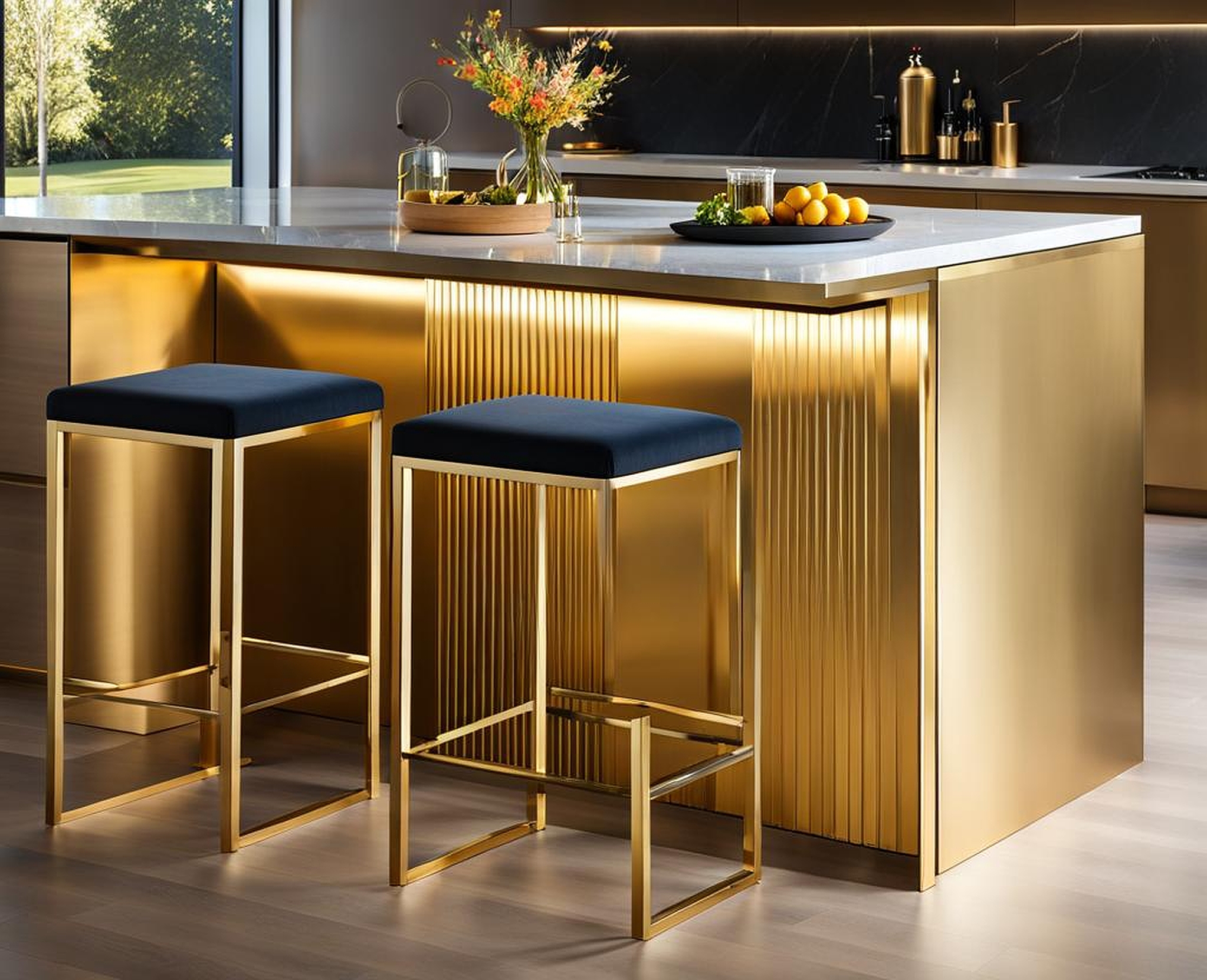 Kitchen Island Gold Stools Inspiration