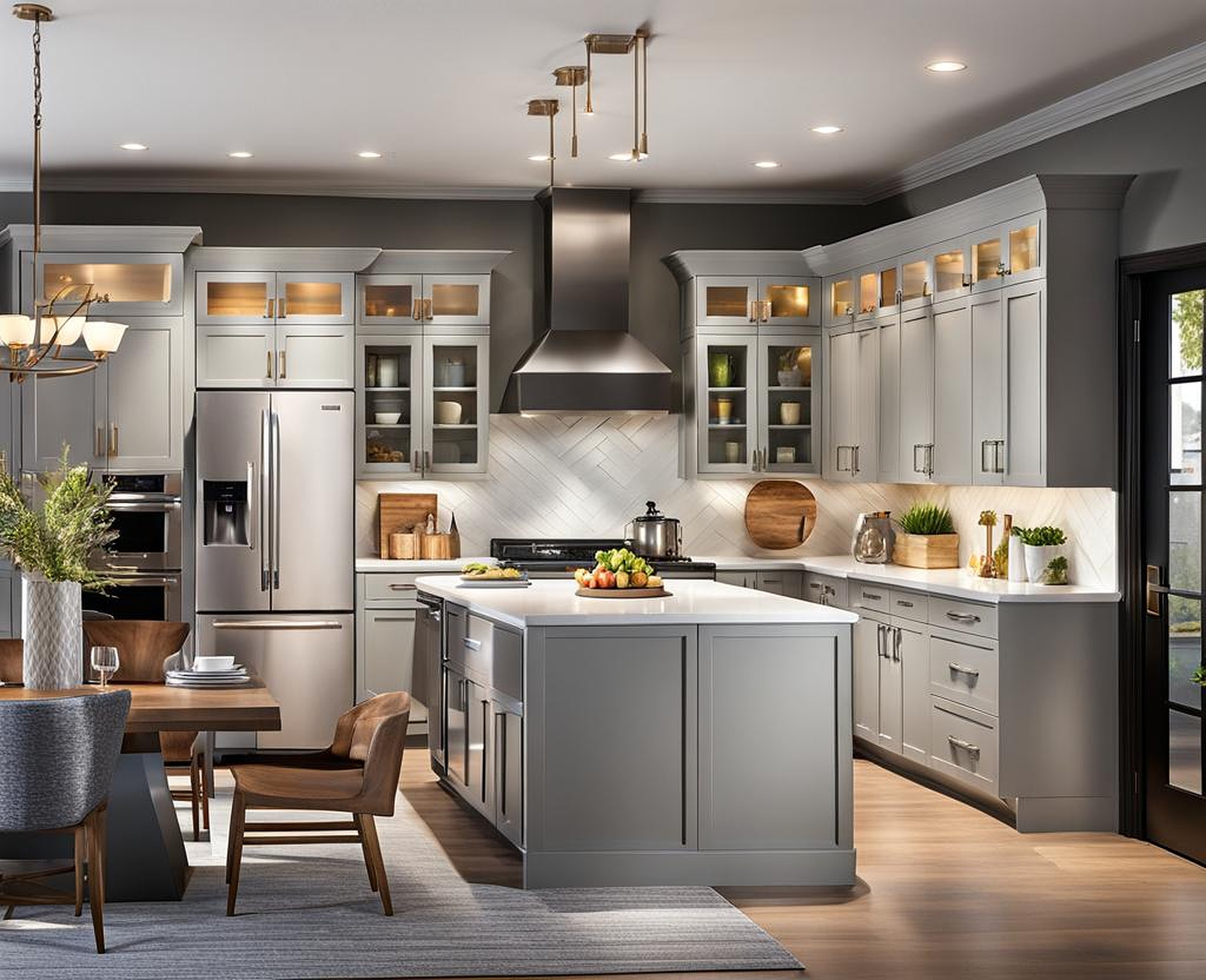 gray walls white cabinets