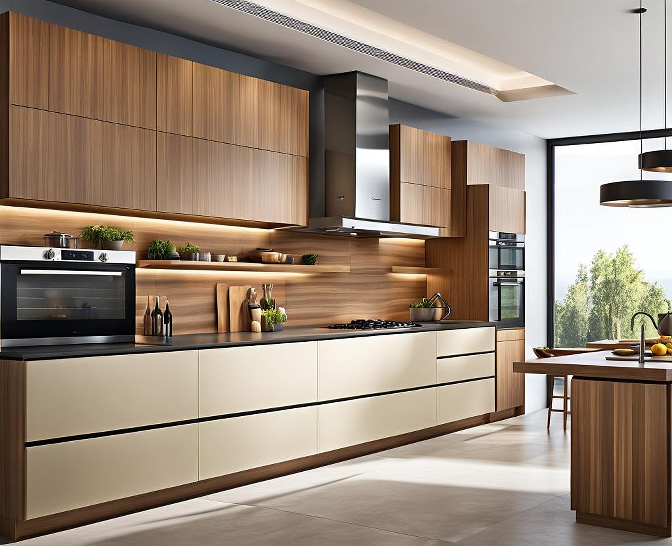 Modern Horizontal Cabinets for Kitchen Walls