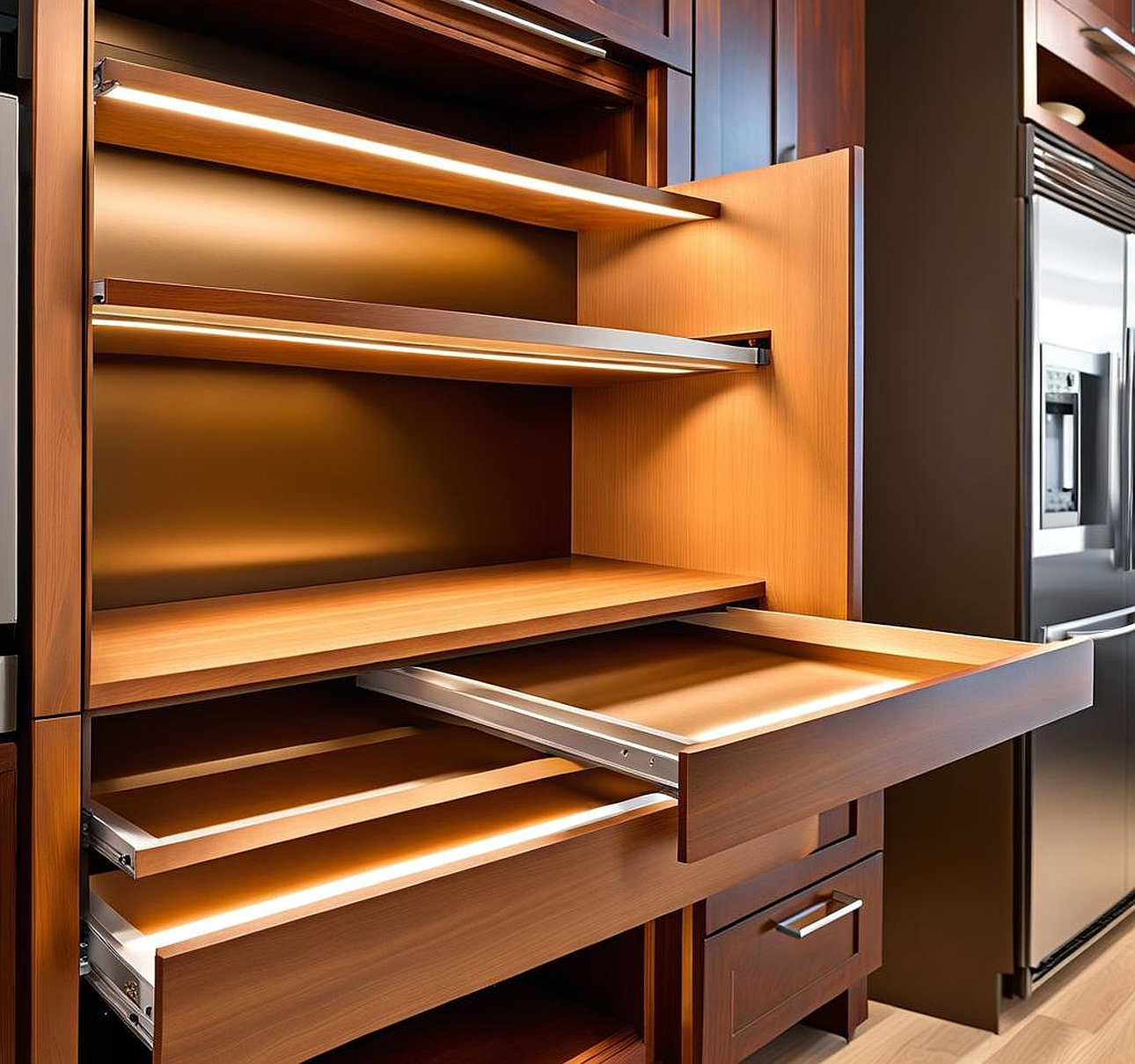 Unveil Clutter-Free Cabinets with Pull Out Shelf Installation