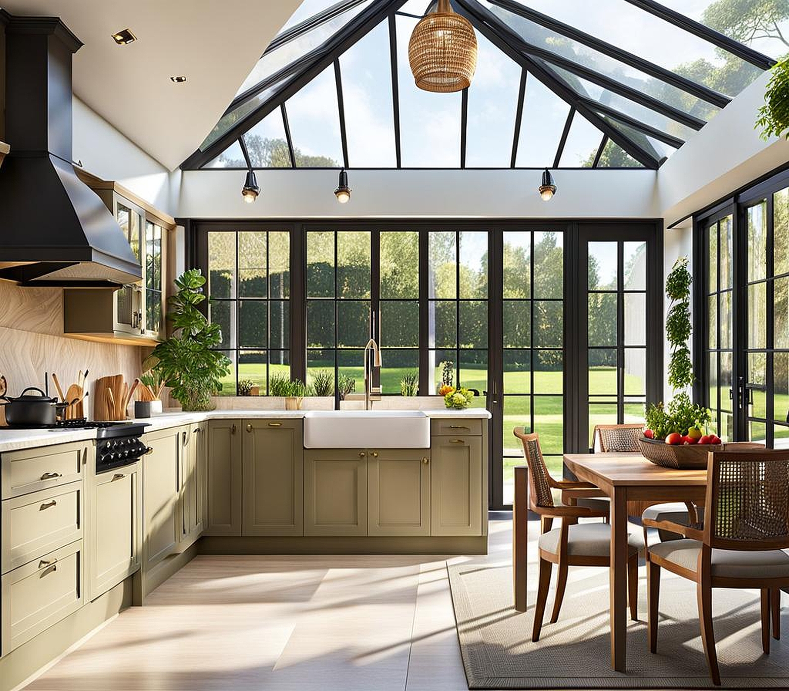 Elegant Sunroom Kitchen Extension Plans