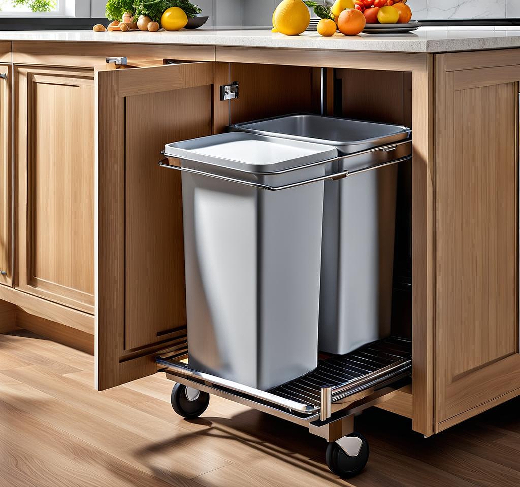 Stylish Kitchen Cart with Integrated Trash Bin